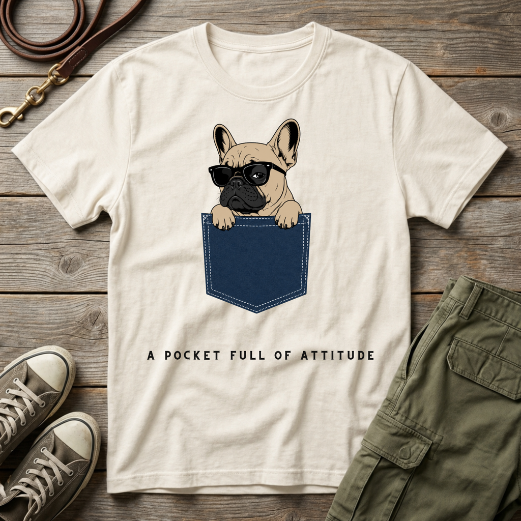 Frenchie Pocket Attitude T-Shirt