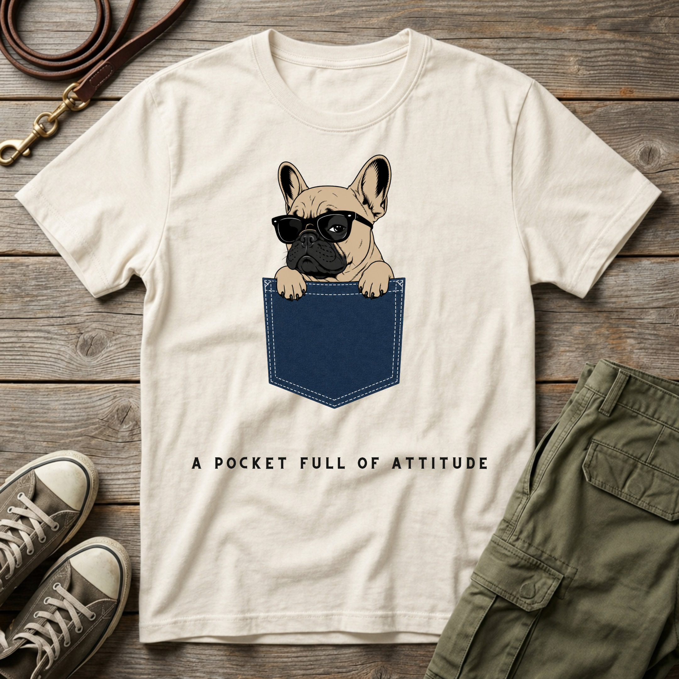 Frenchie Pocket Attitude T-Shirt