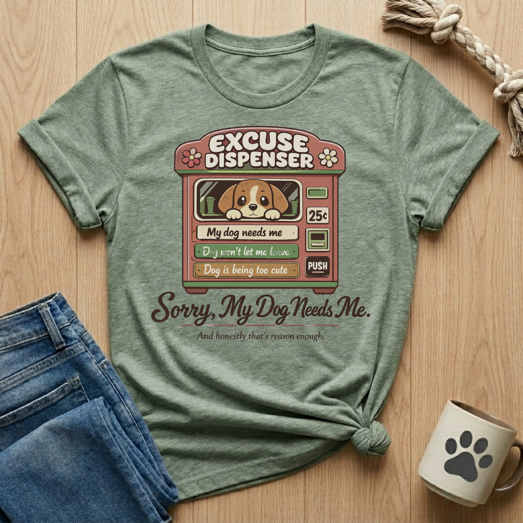 Excuse Dispenser - Sorry My Dog Needs Me T-Shirt