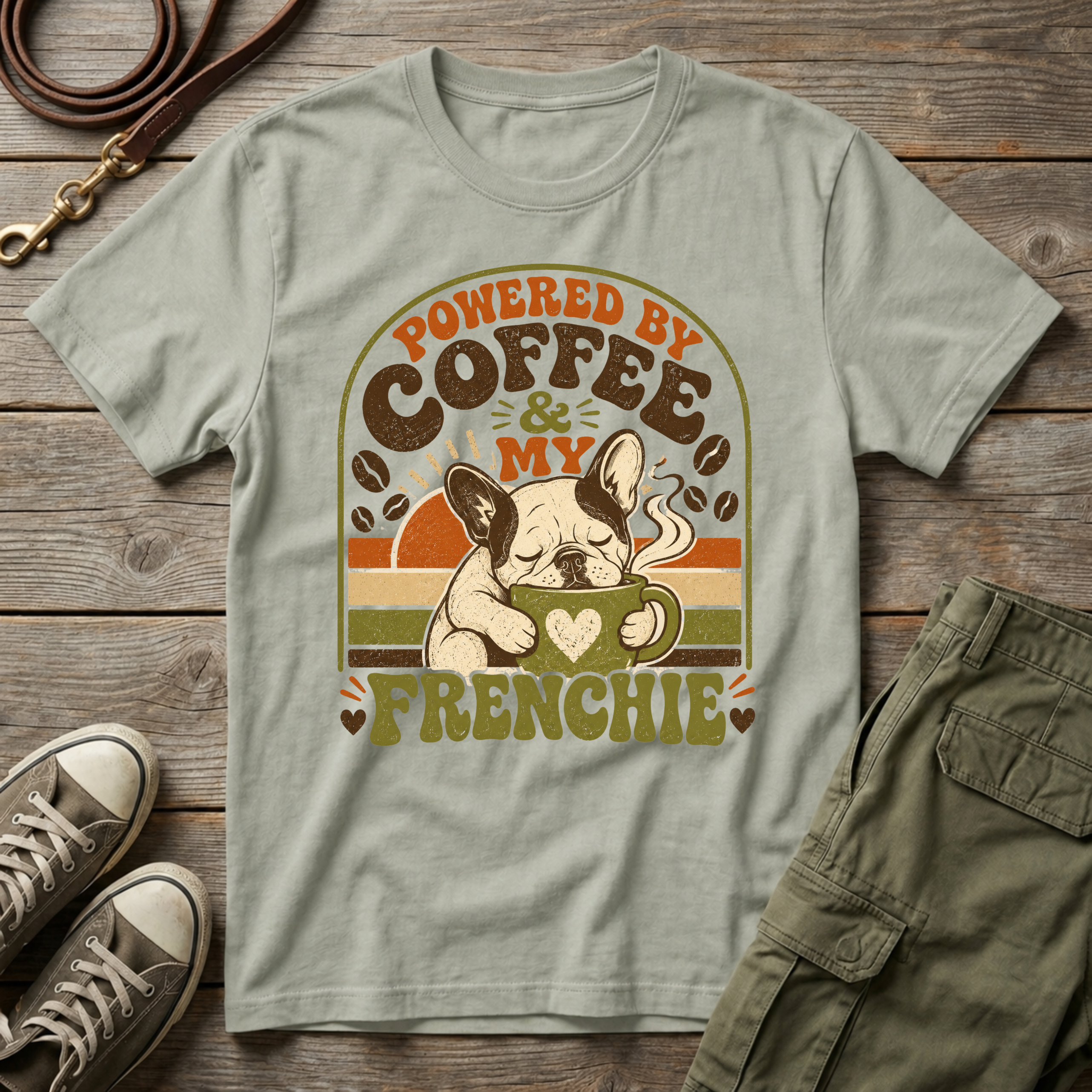 Powered By Coffee & Frenchie T-Shirt