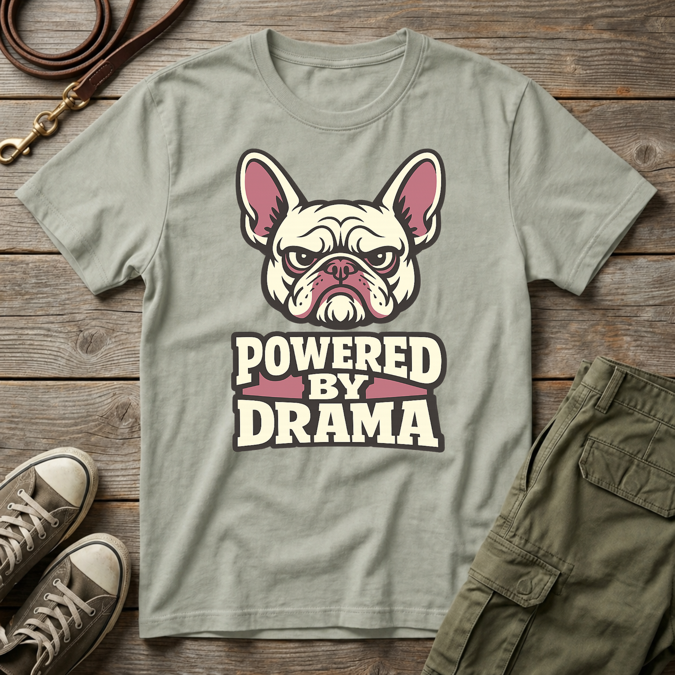 Frenchie Powered By Drama T-Shirt