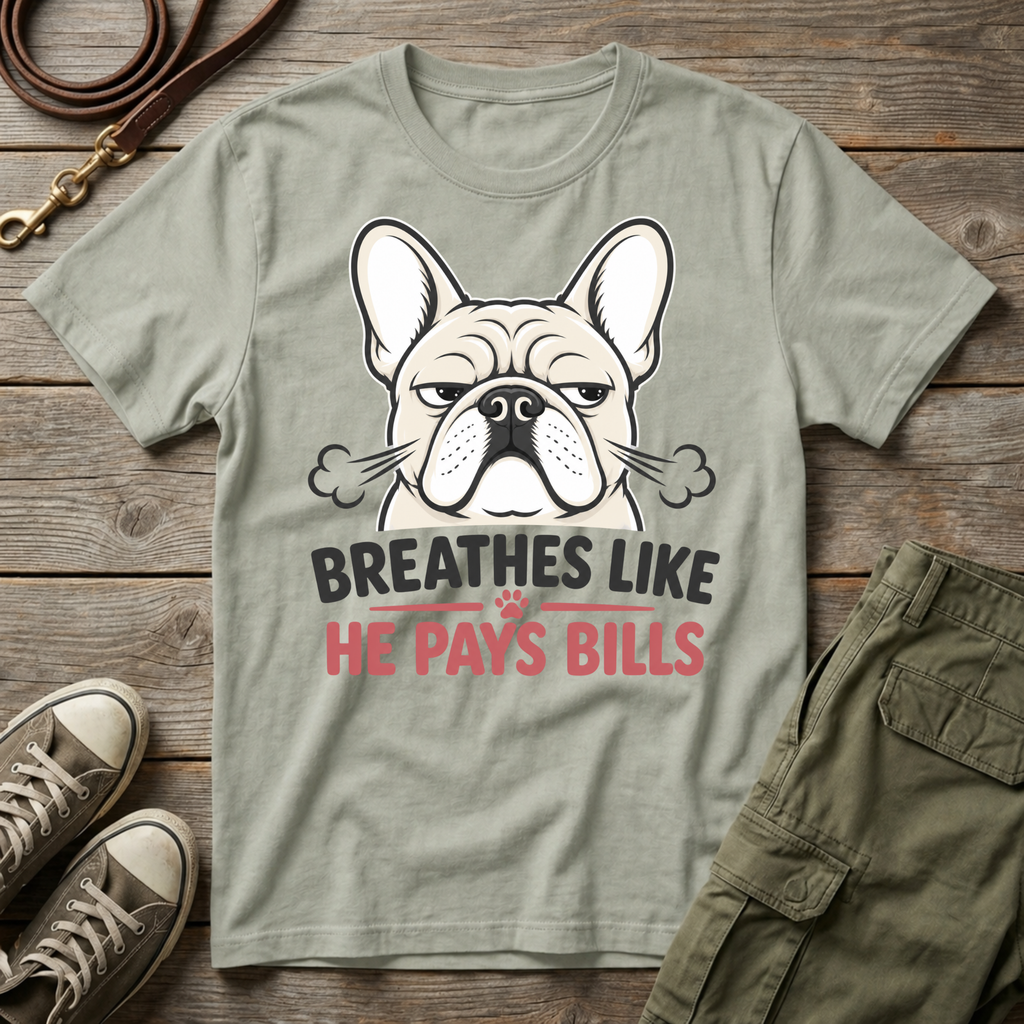 Frenchie Breathes Like Pays Bills T-Shirt