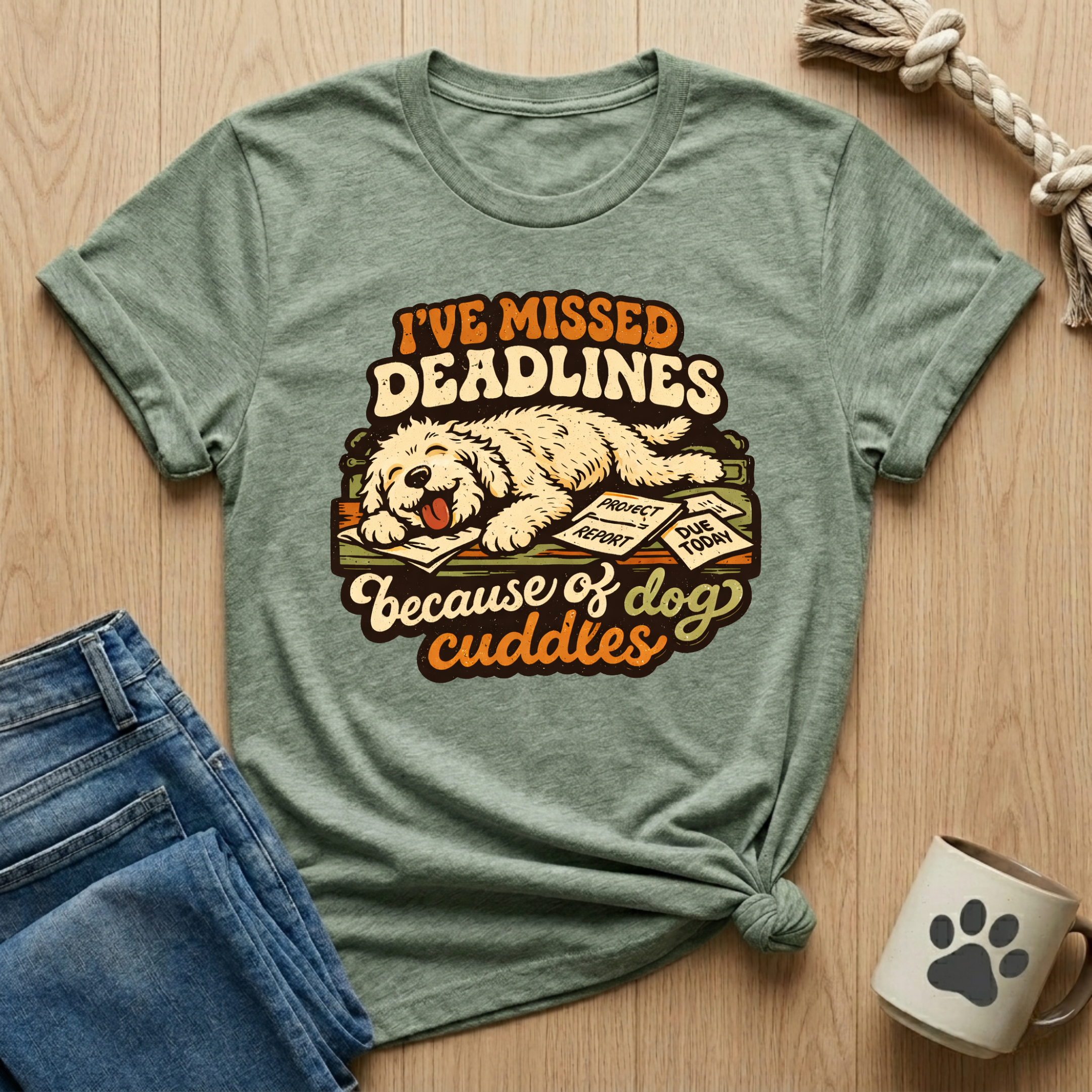 Missed Deadlines - Dog Cuddles  T-Shirt