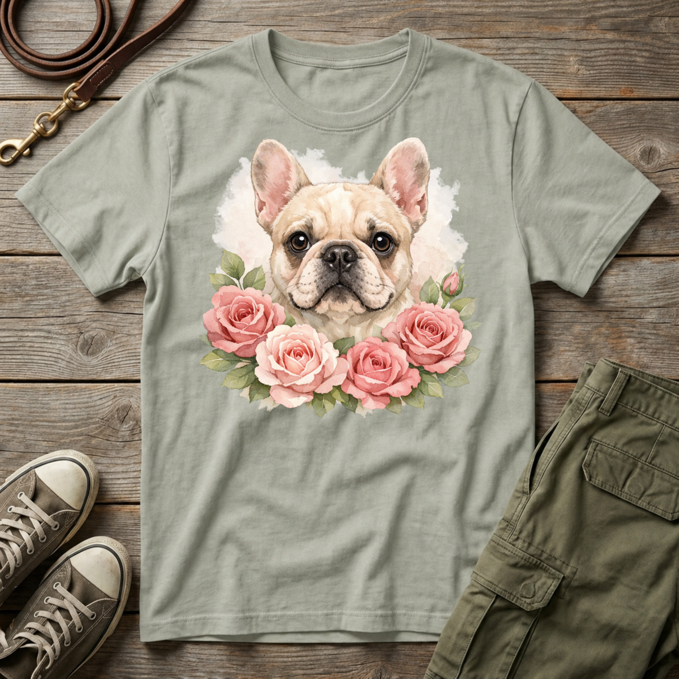Frenchie Roses T-Shirt