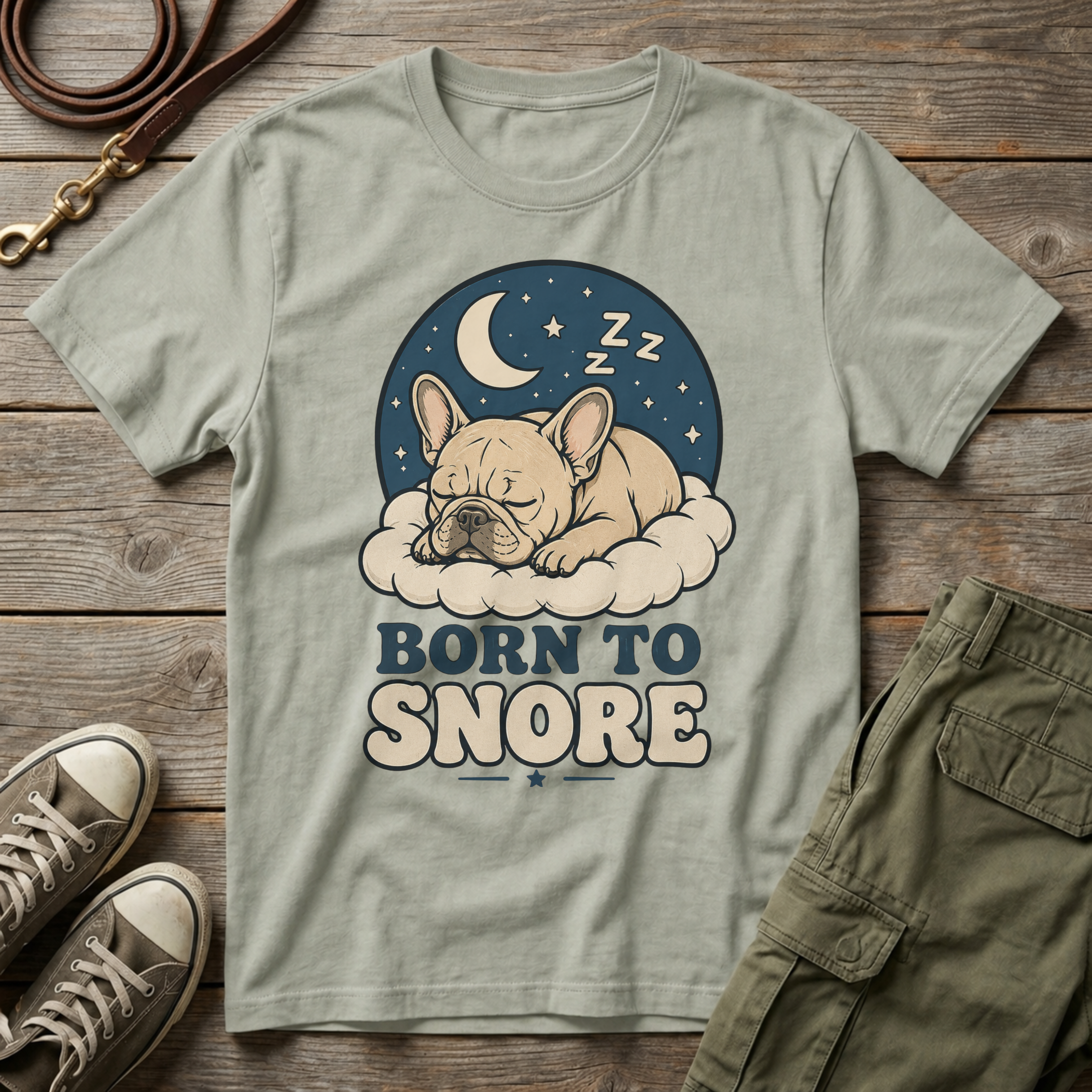 Frenchie Born To Snore Moonlight T-Shirt