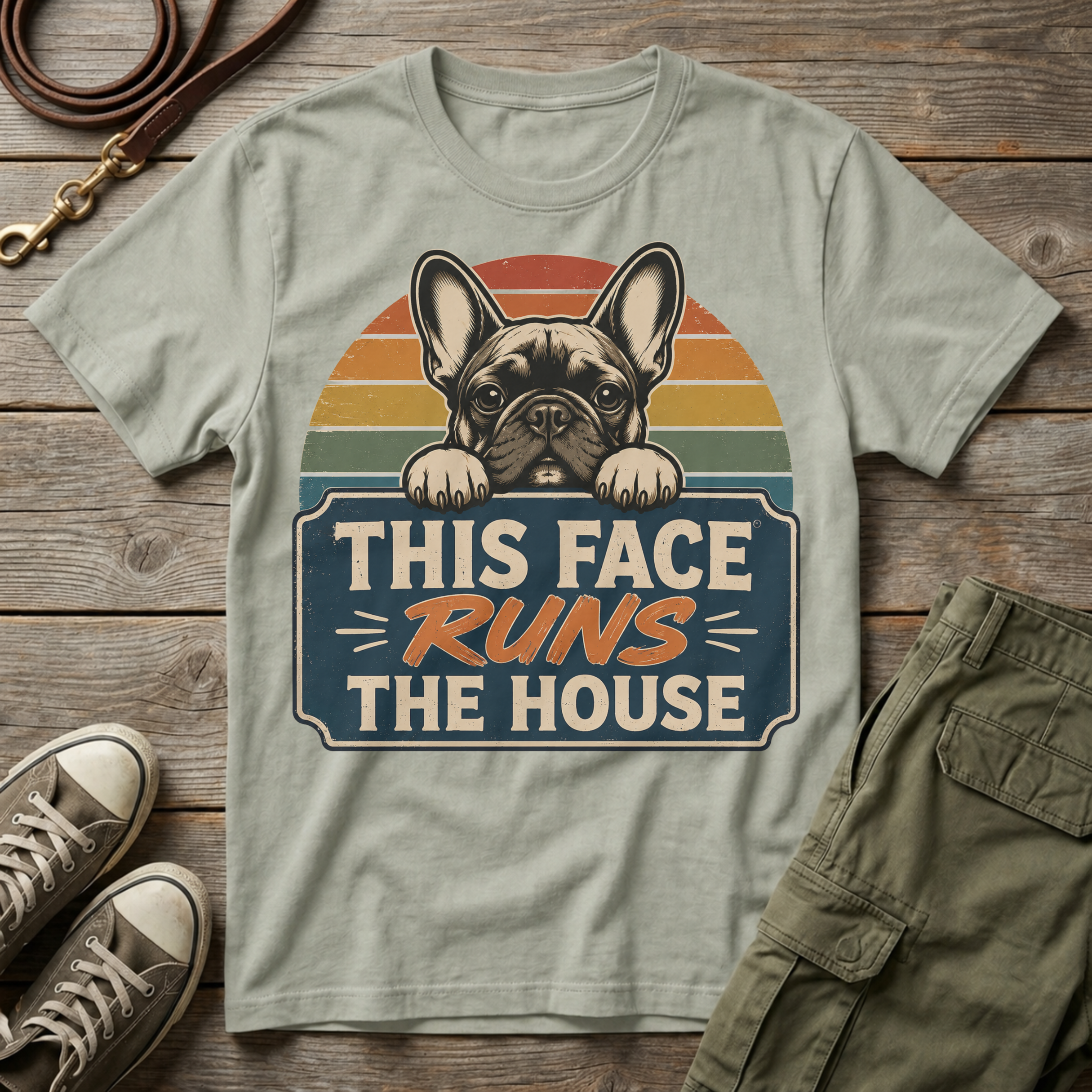 Sunset Frenchie Runs The House T-Shirt