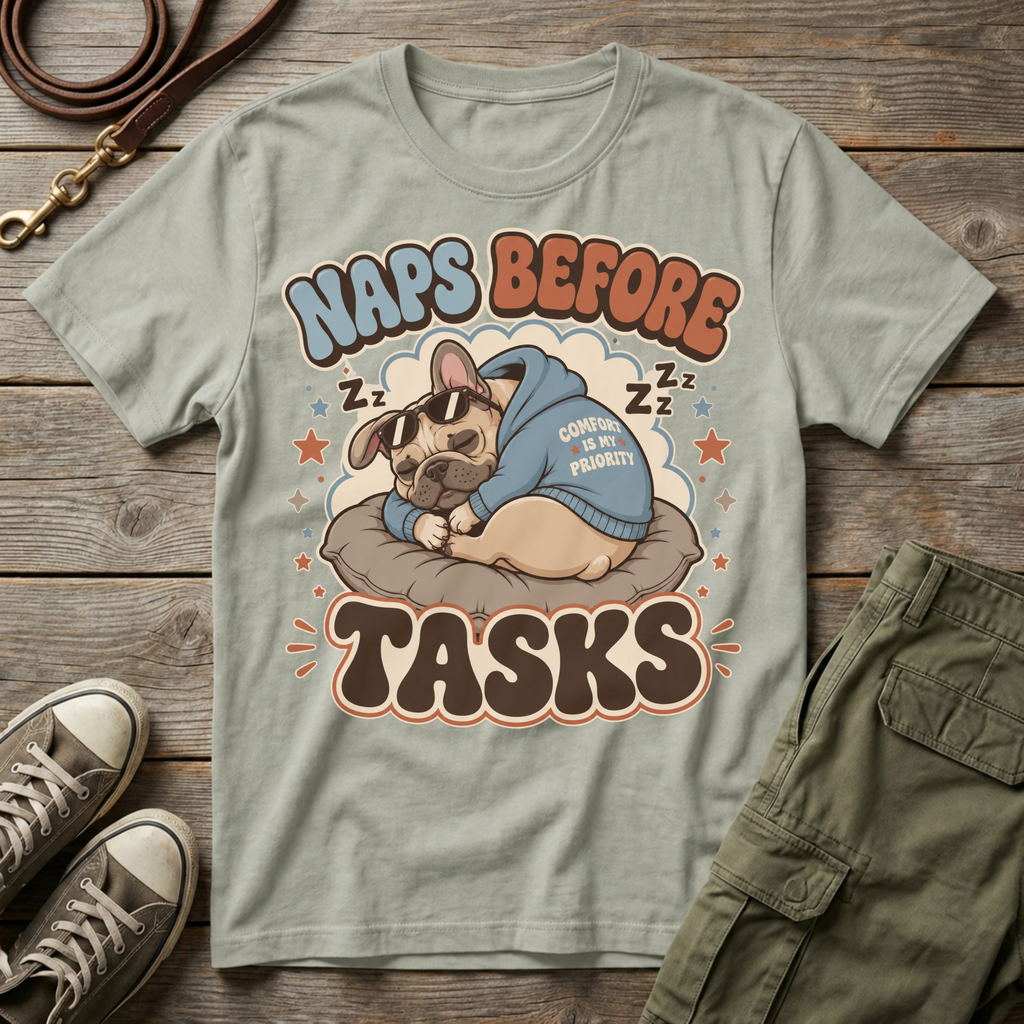 Frenchie Naps Before Tasks T-Shirt