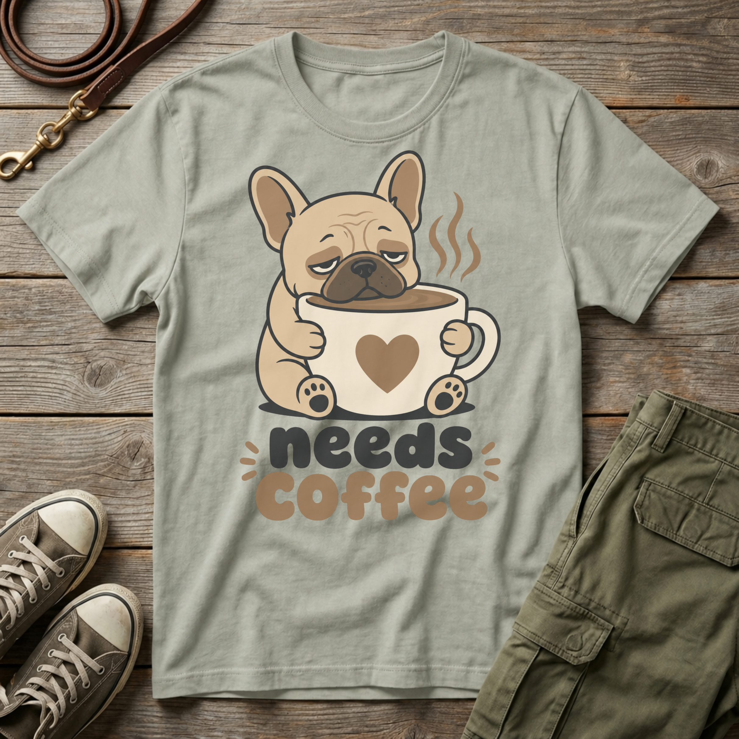 Frenchie Needs Coffee T-Shirt