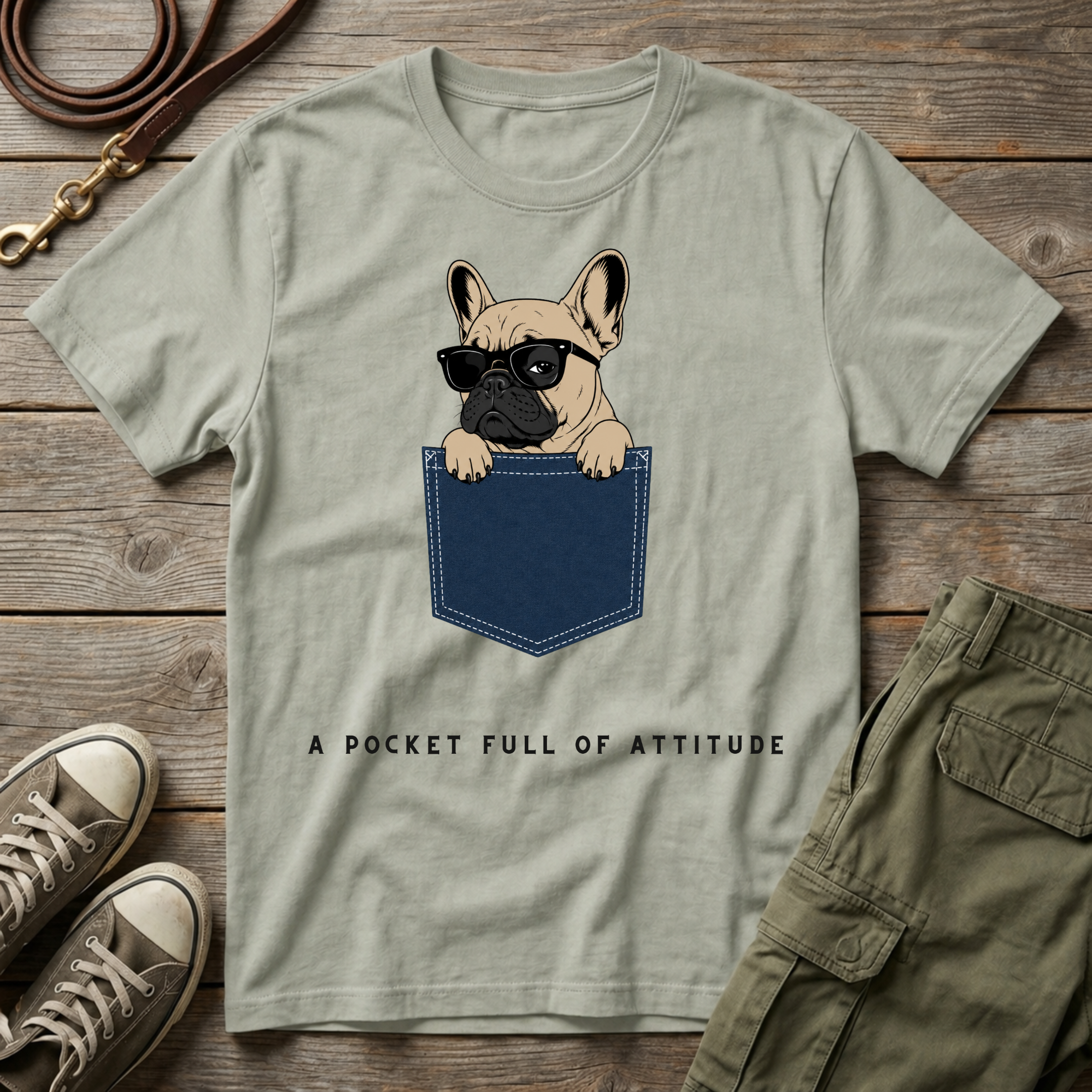 Frenchie Pocket Attitude T-Shirt