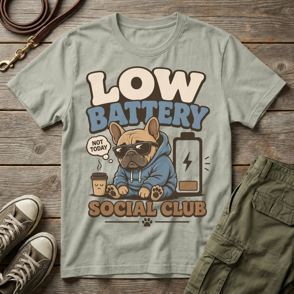 Frenchie Low Battery Social Club T-Shirt