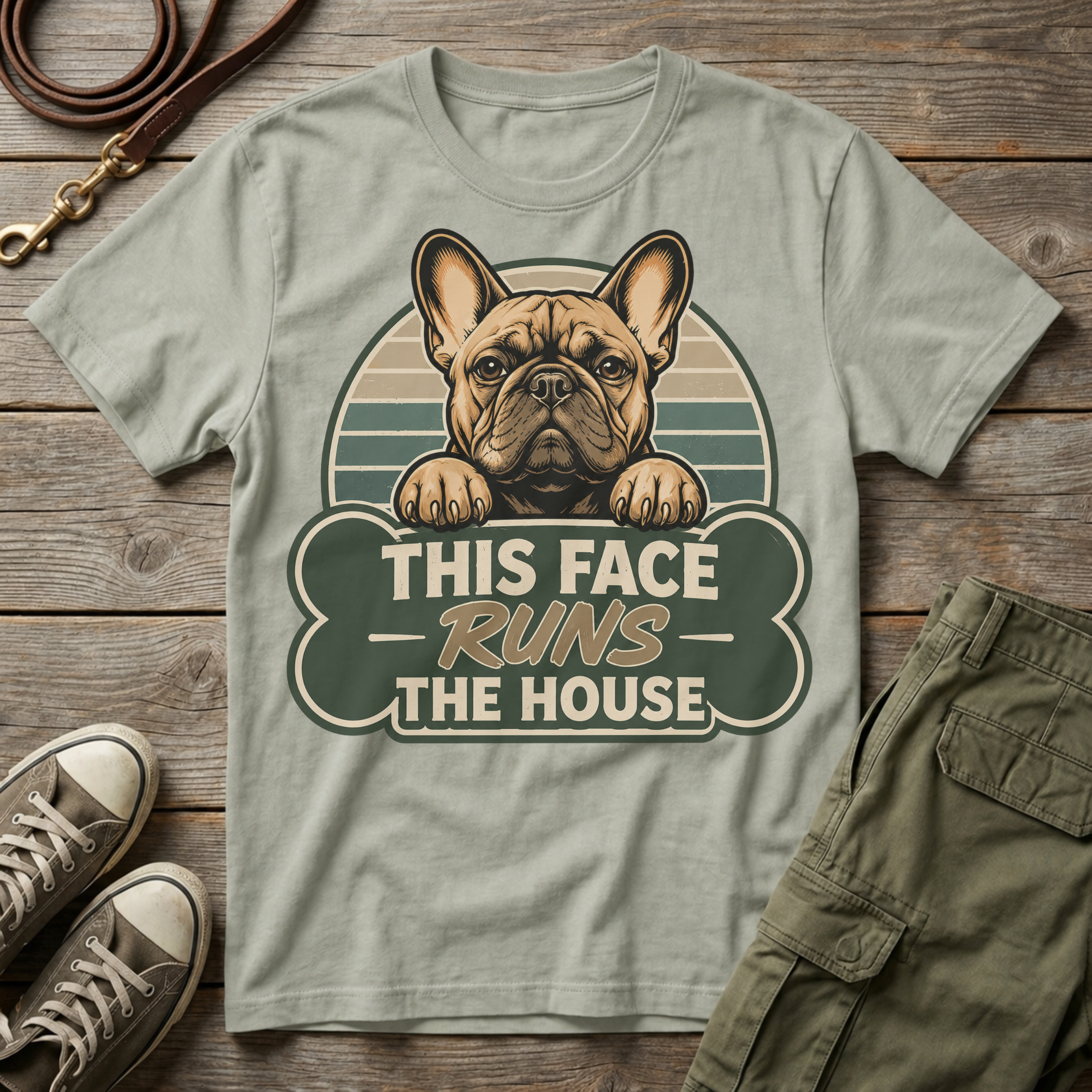 Frenchie Runs The House Sunset T-Shirt