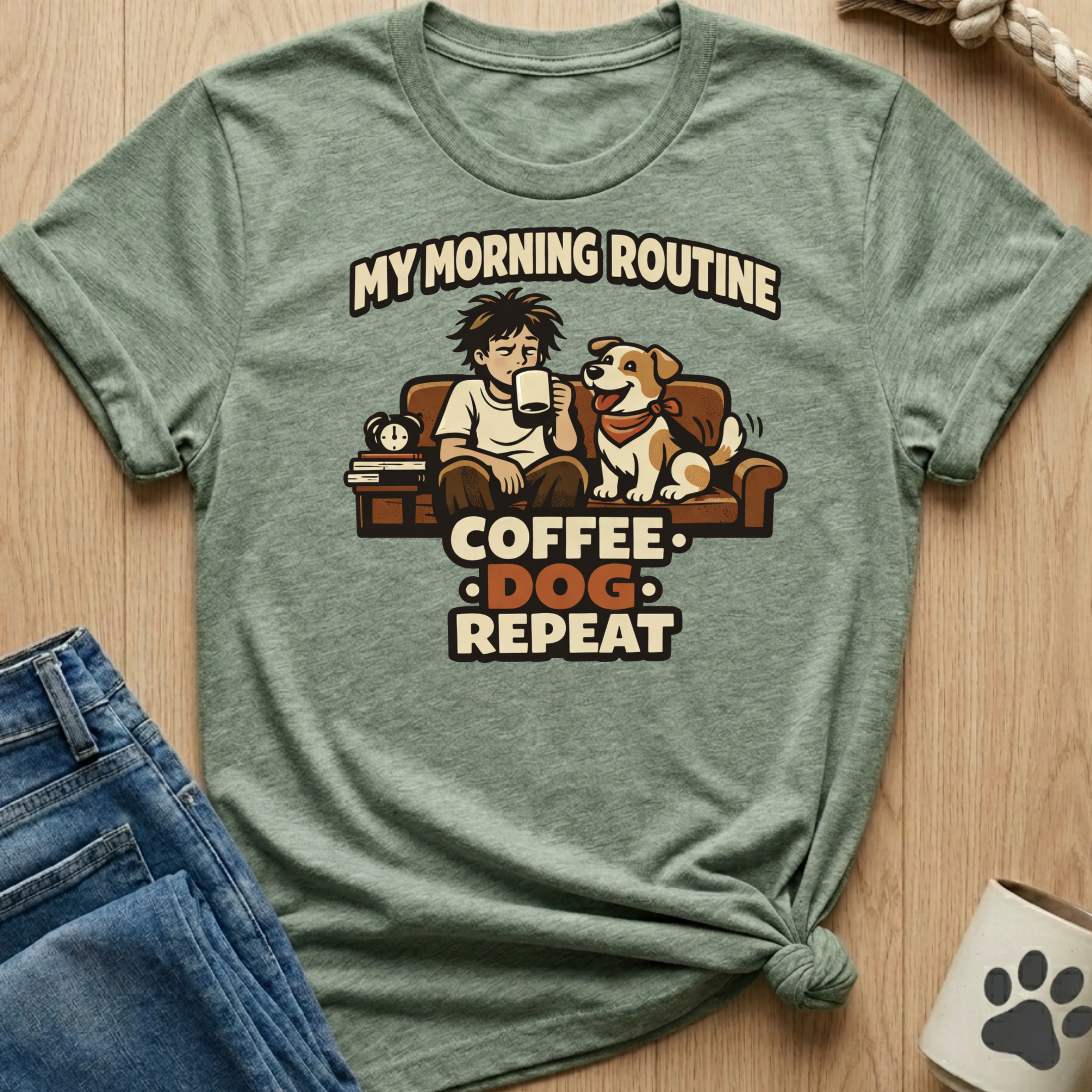 Coffee Dog Repeat T-Shirt