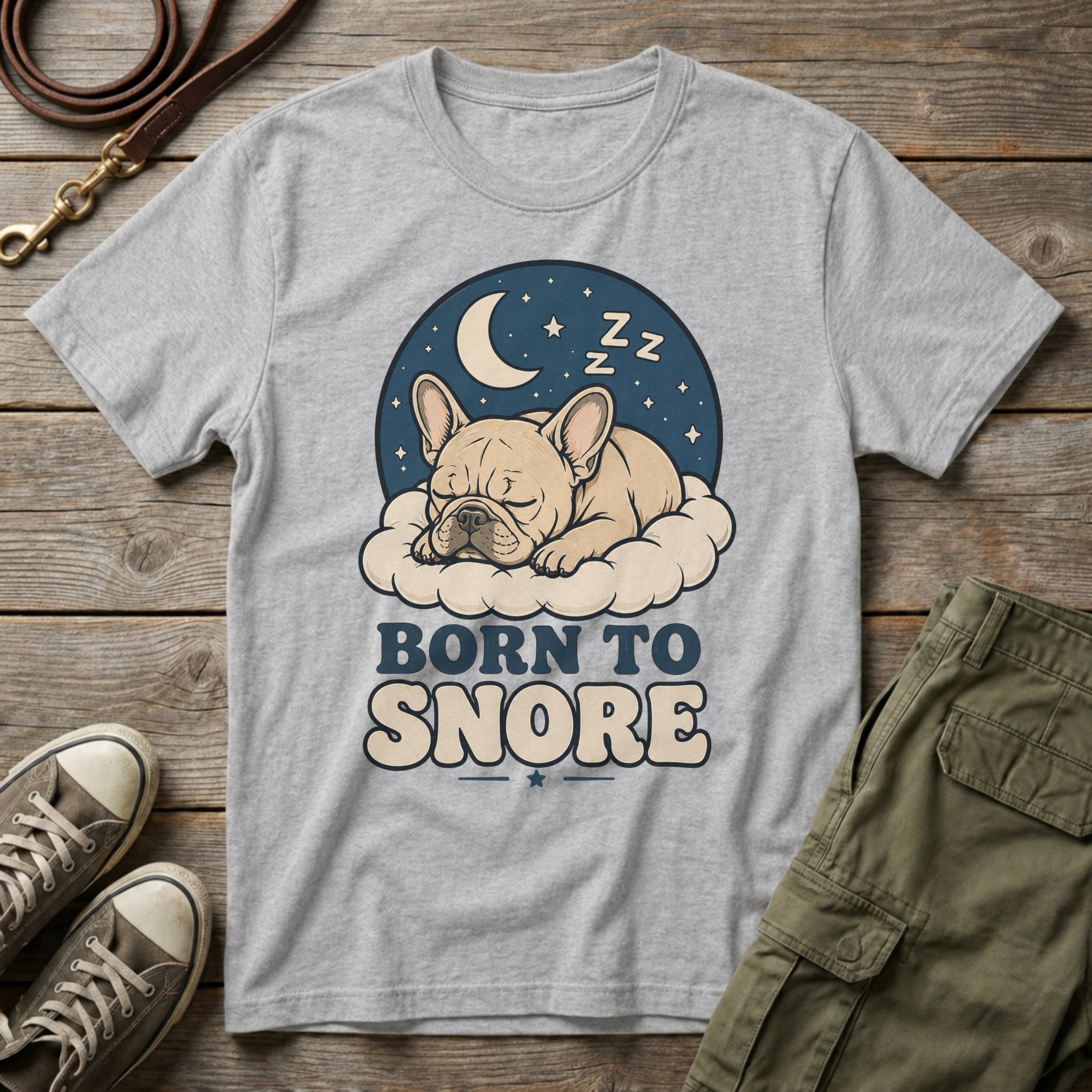 Frenchie Born To Snore Moonlight T-Shirt