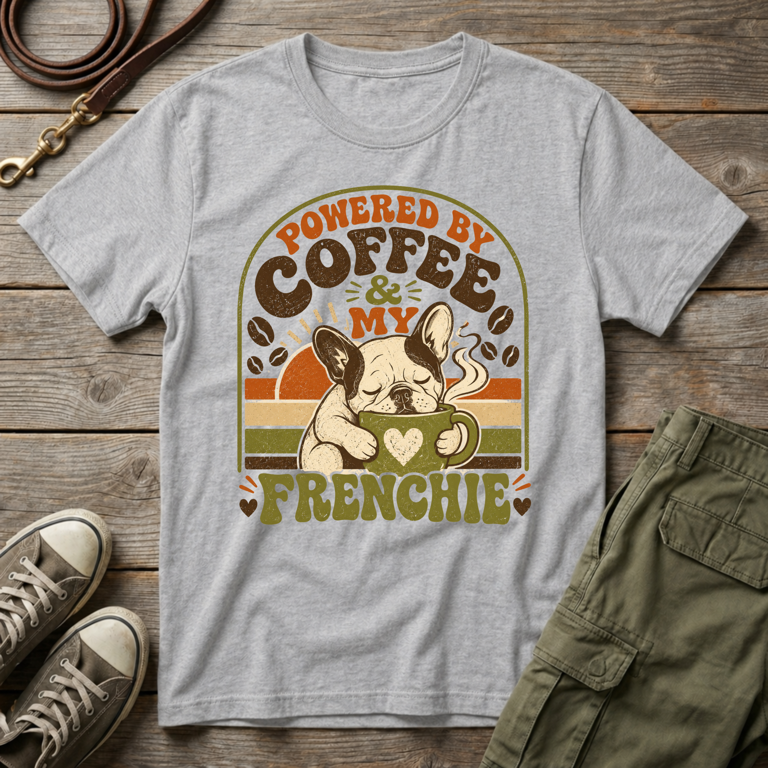 Powered By Coffee & Frenchie T-Shirt