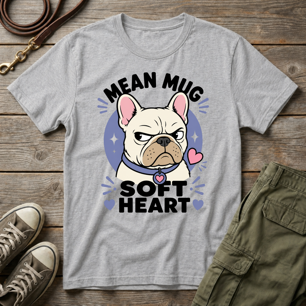 Frenchie Mean Mug Soft Heart T-Shirt