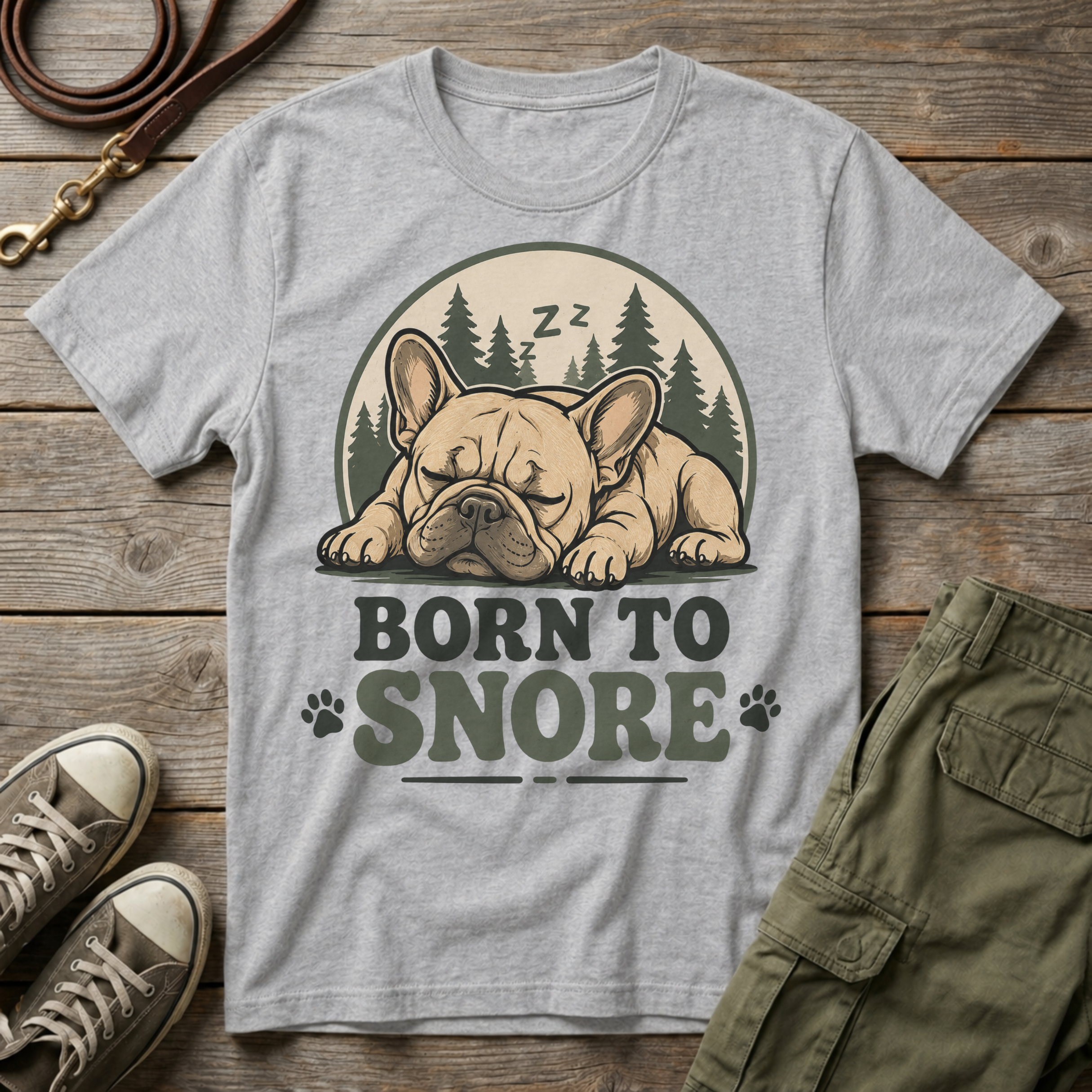 Outdoor Frenchie Born To Snore T-Shirt