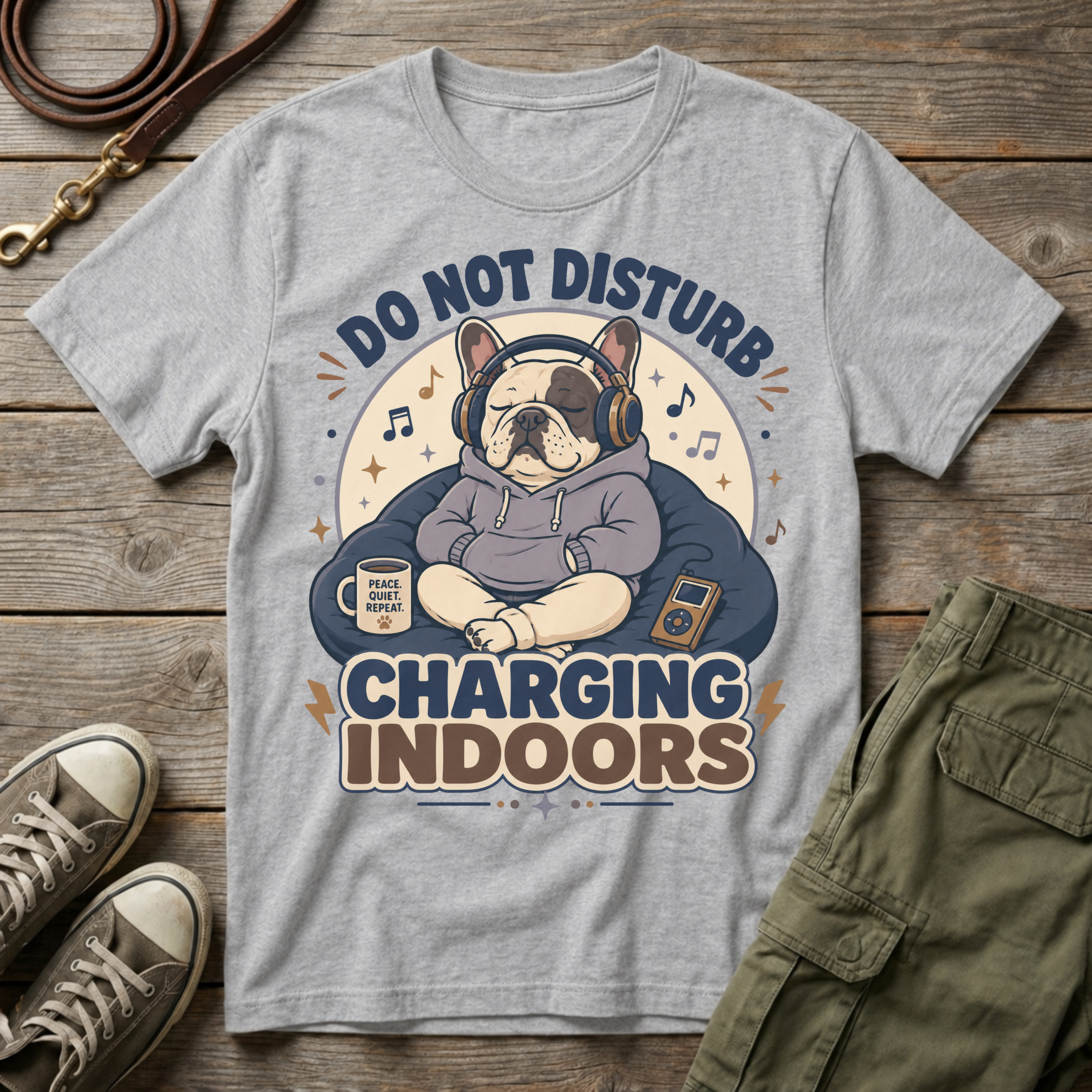 Frenchie Charging Indoors T-Shirt