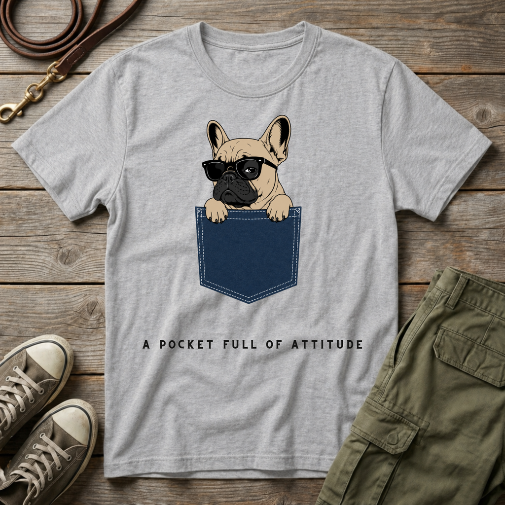 Frenchie Pocket Attitude T-Shirt