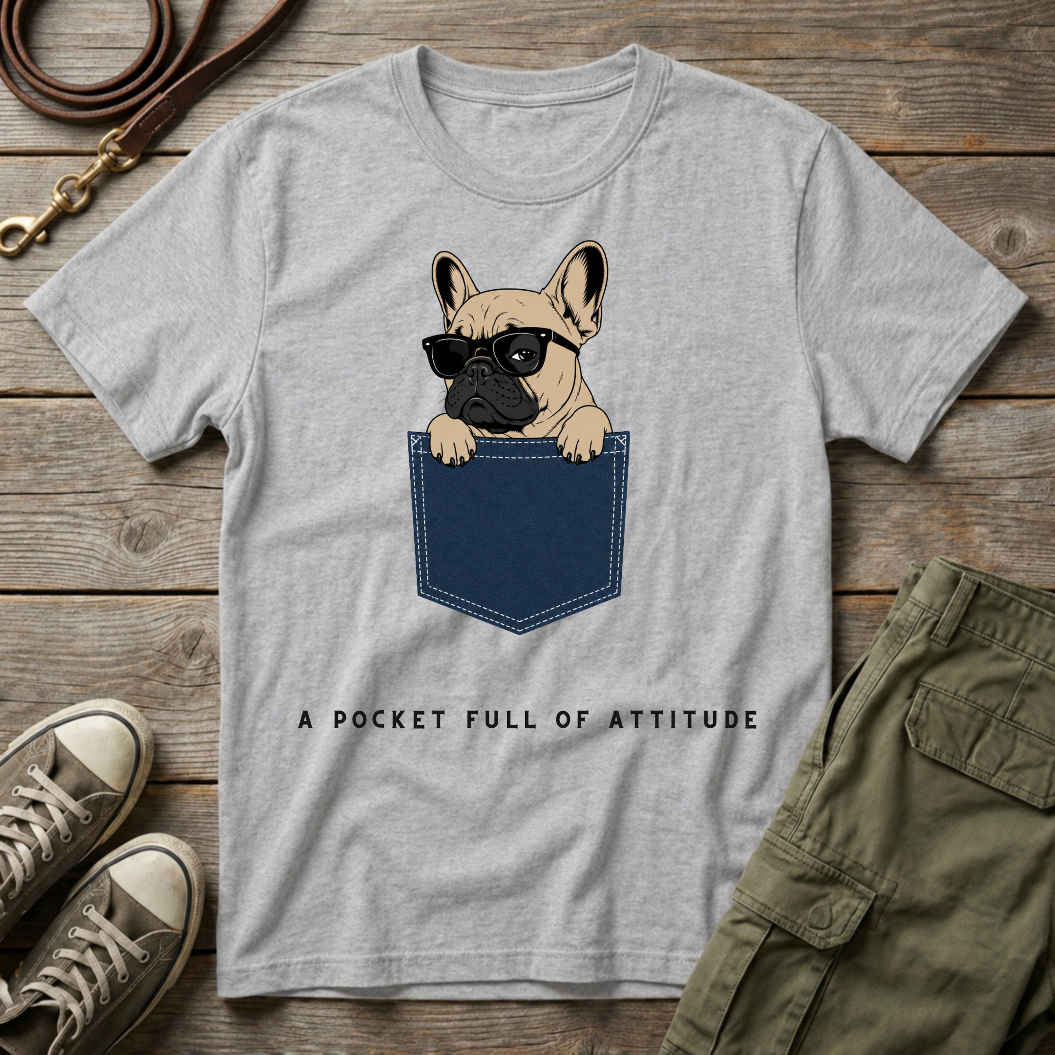 Frenchie Pocket Attitude T-Shirt