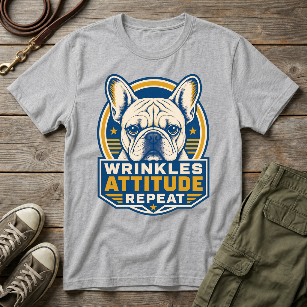 Frenchie Wrinkles Attitude T-Shirt