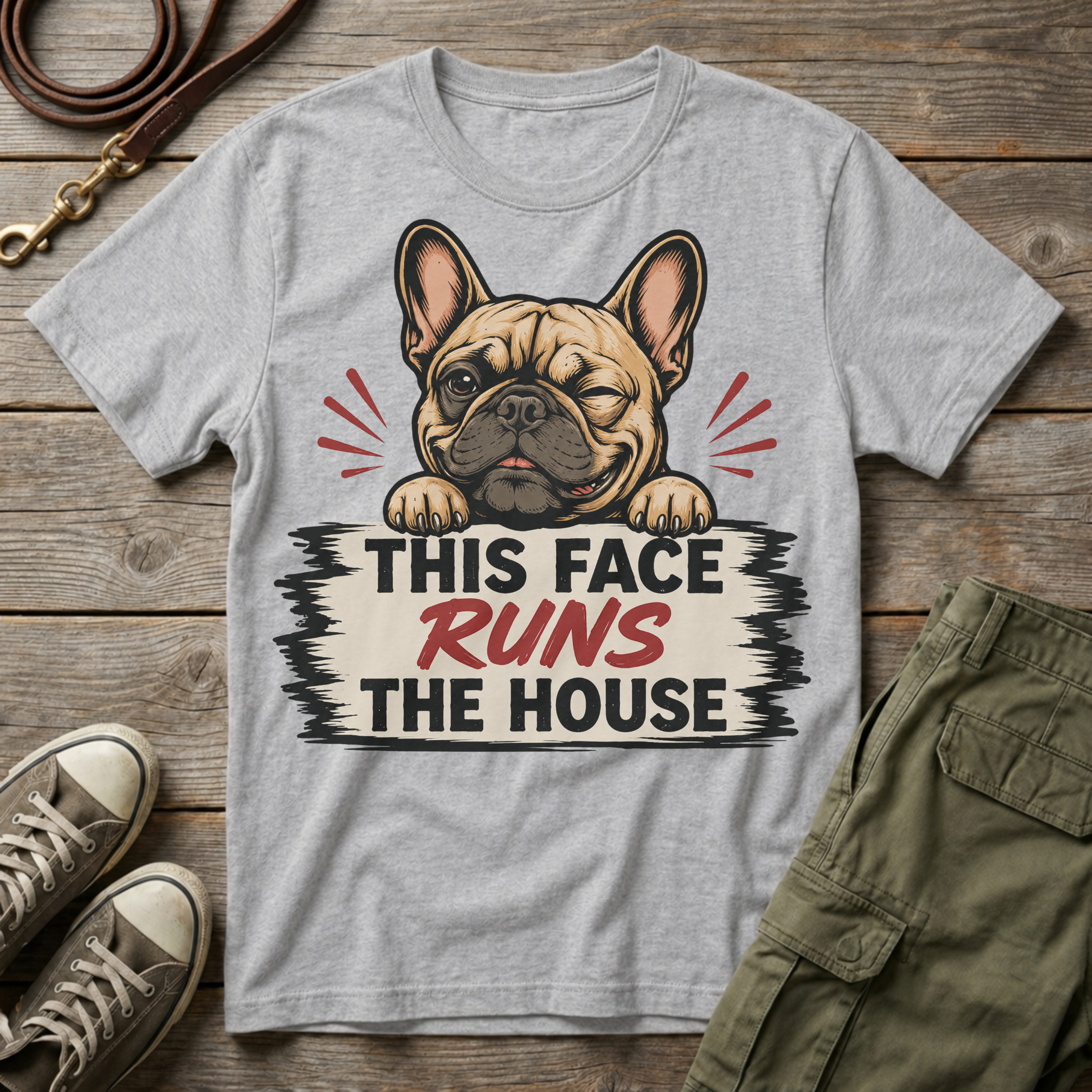 Frenchie Face Runs The House T-Shirt
