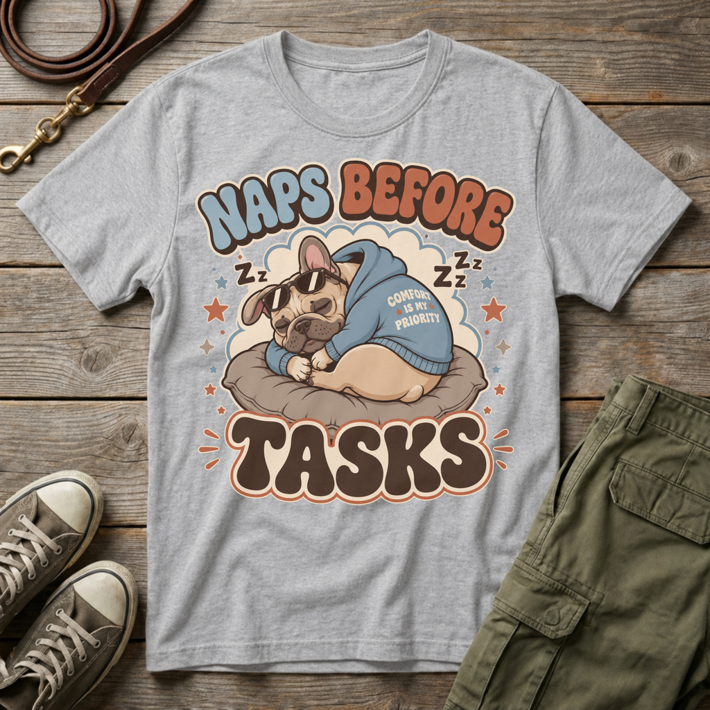 Frenchie Naps Before Tasks T-Shirt