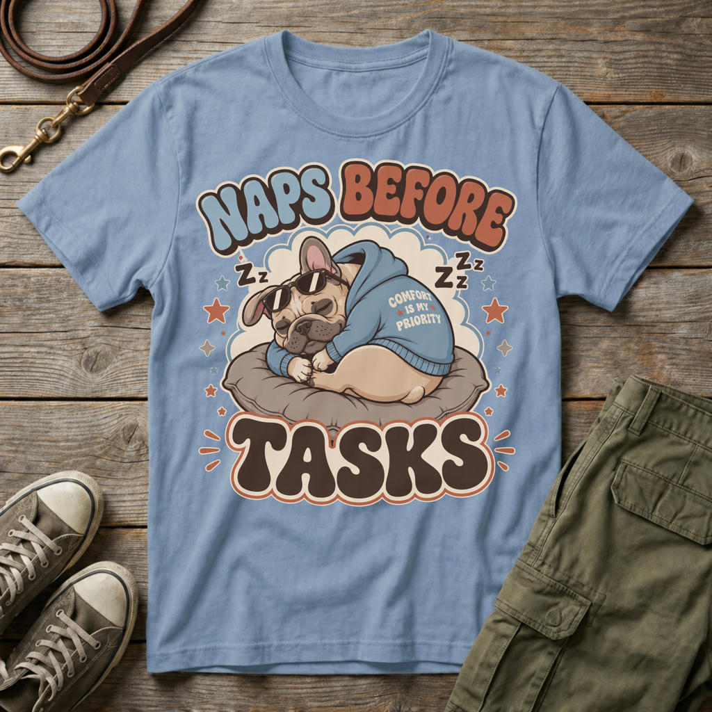 Frenchie Naps Before Tasks T-Shirt