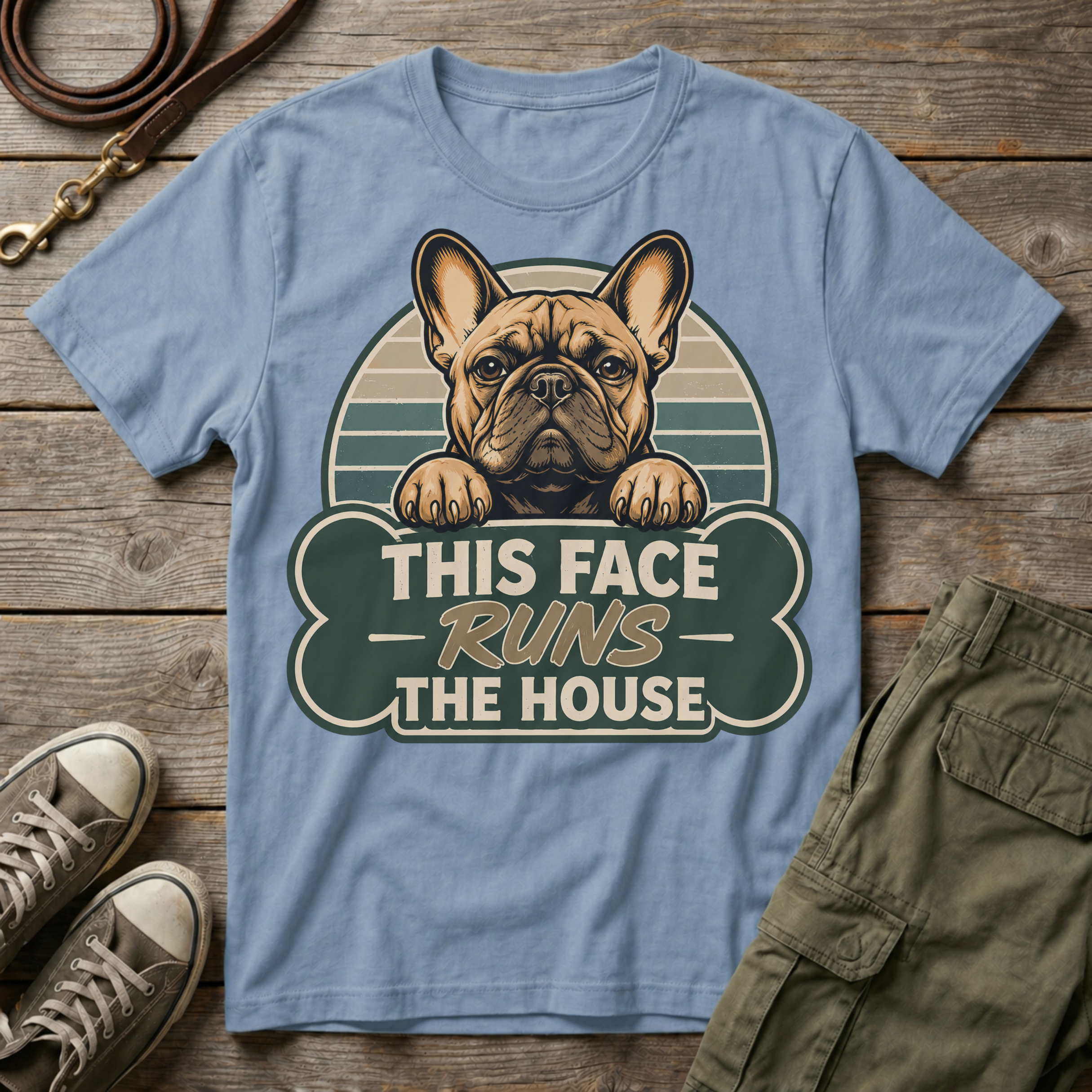 Frenchie Runs The House Sunset T-Shirt