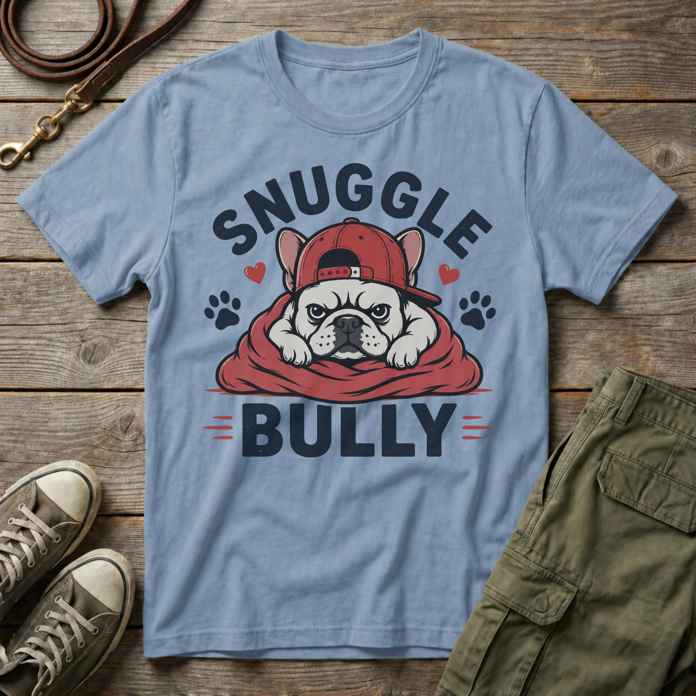 Frenchie Snuggle Bully Cap T-Shirt