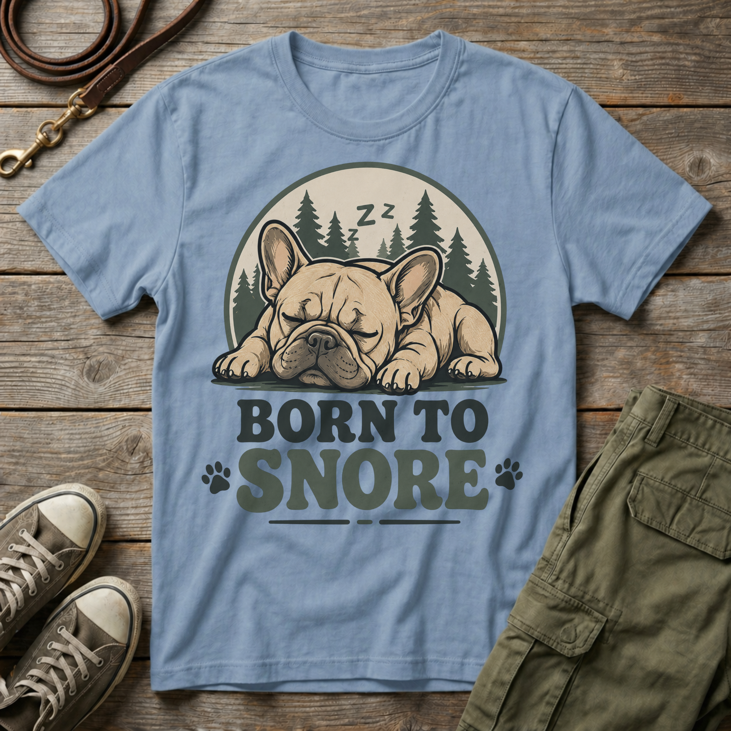 Outdoor Frenchie Born To Snore T-Shirt