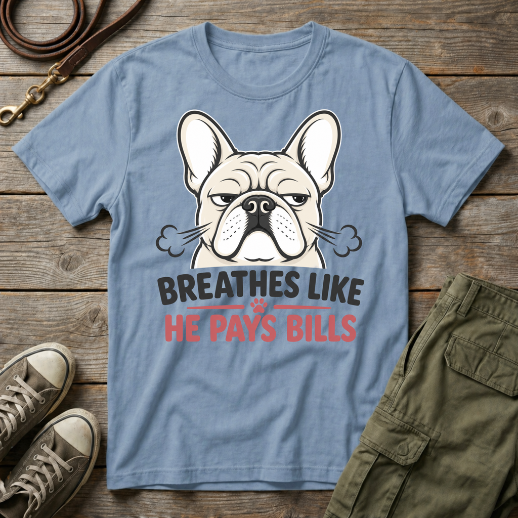 Frenchie Breathes Like Pays Bills T-Shirt