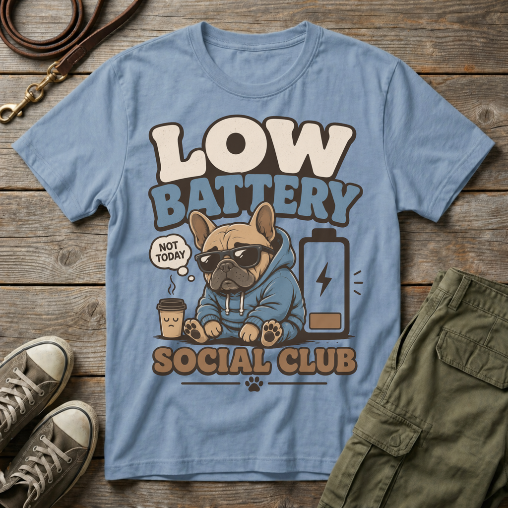 Frenchie Low Battery Social Club T-Shirt