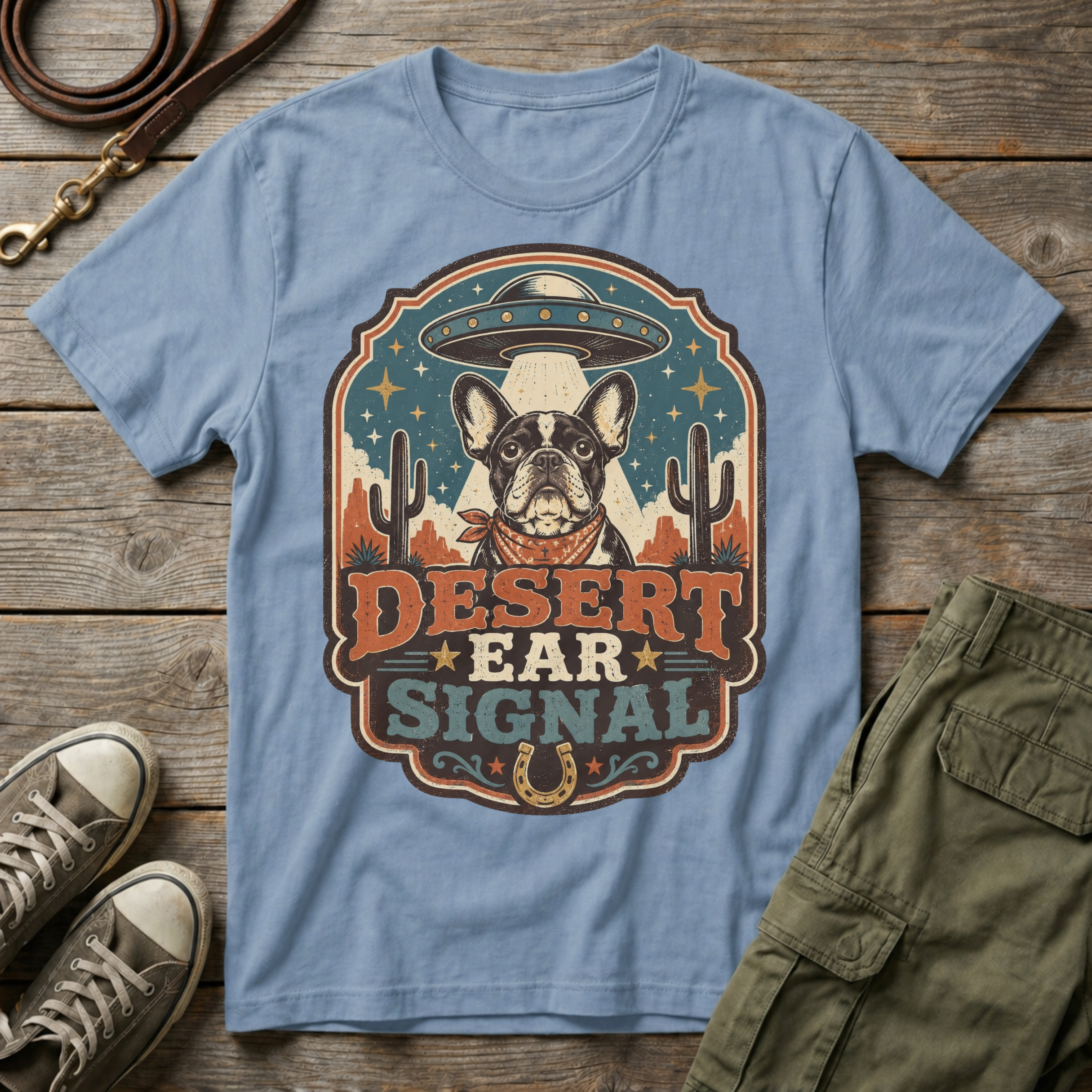 Frenchie Desert Ear Signal T-Shirt
