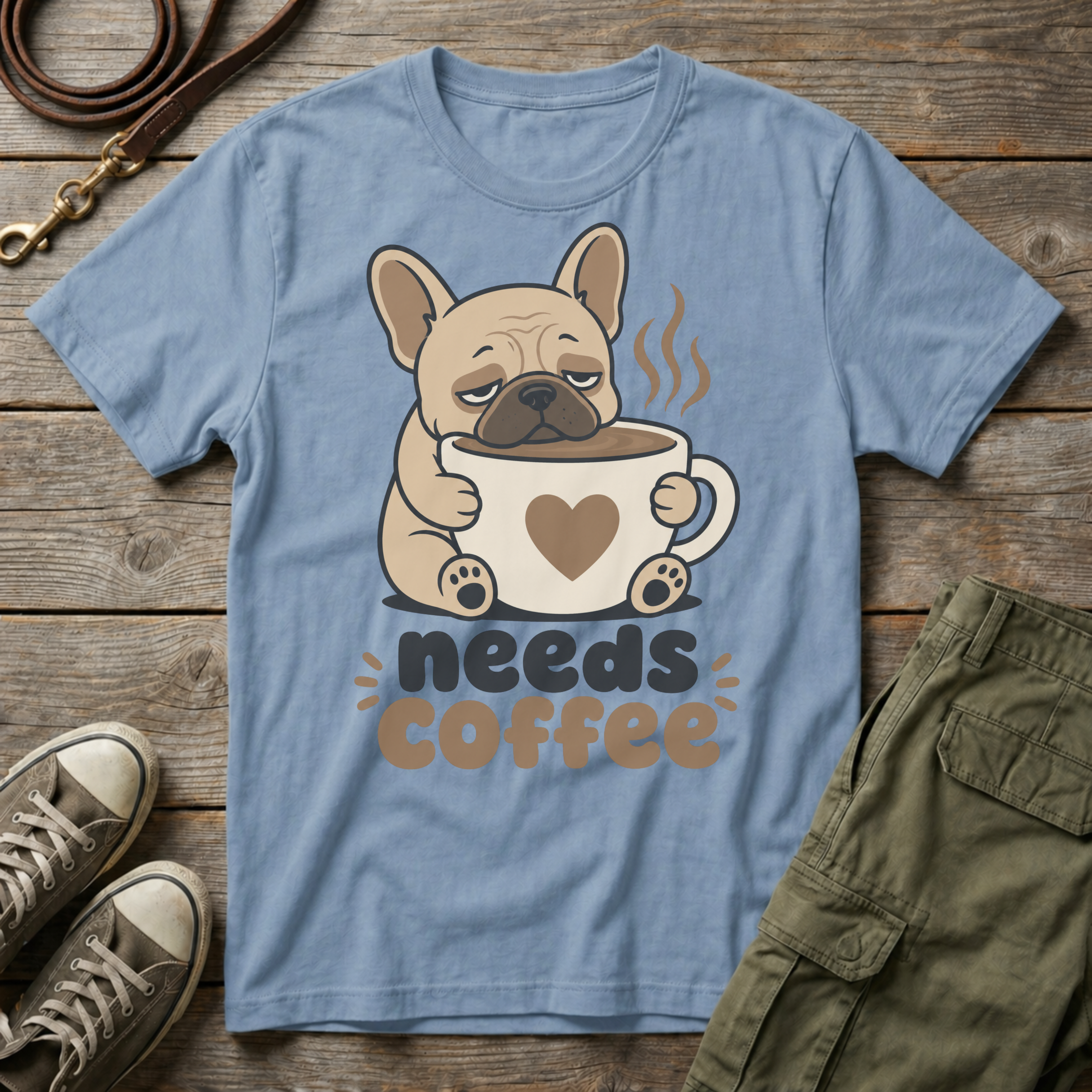 Frenchie Needs Coffee T-Shirt
