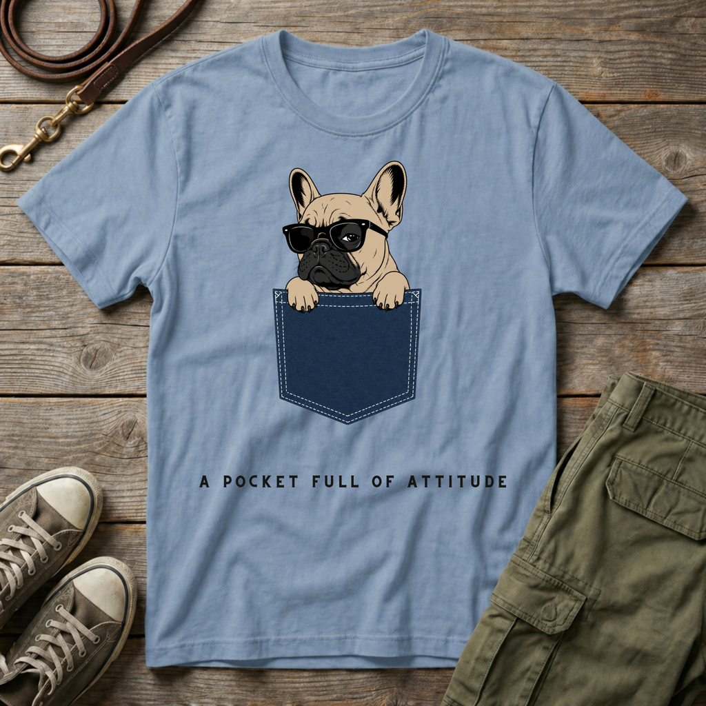Frenchie Pocket Attitude T-Shirt