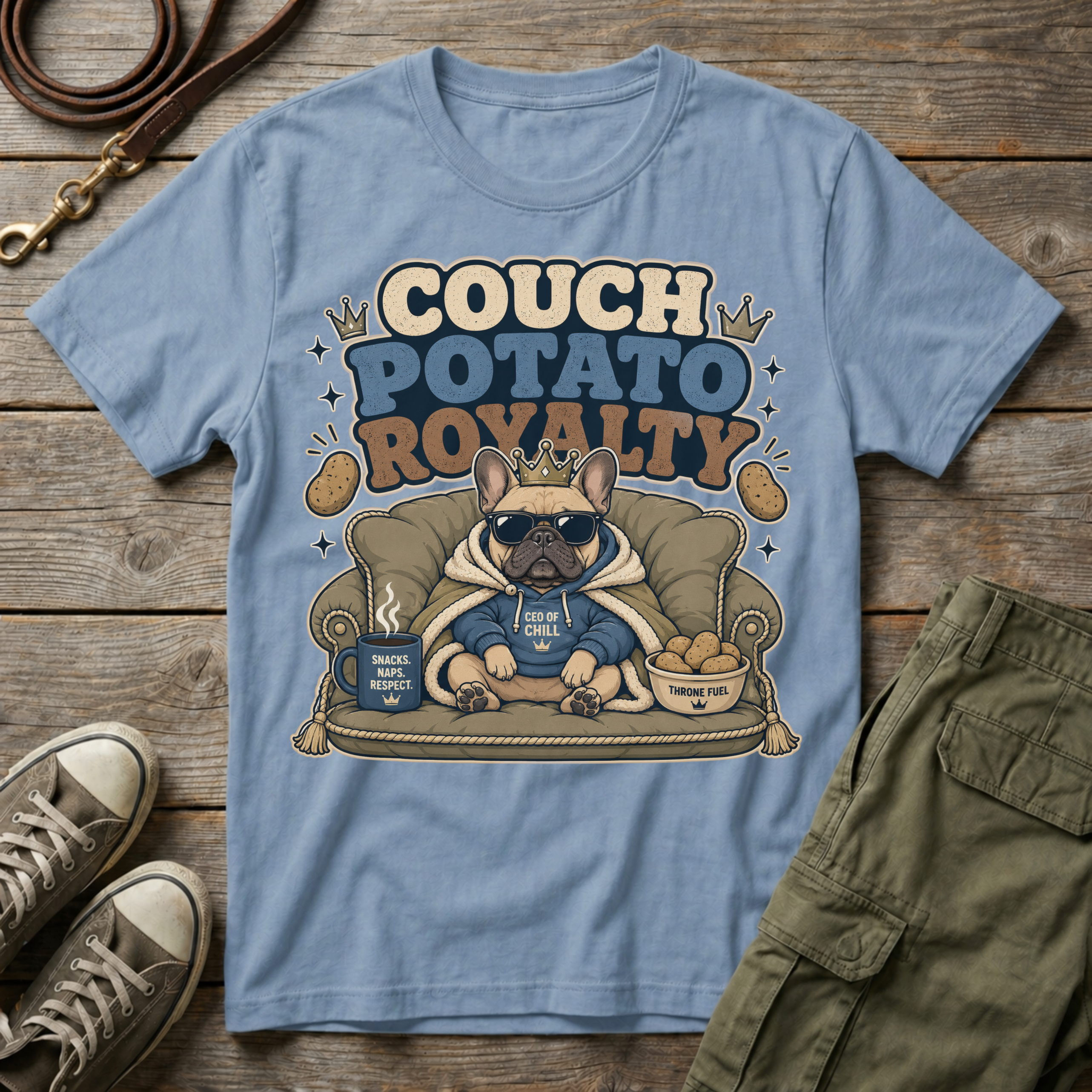 Frenchie Couch Potato Royalty T-Shirt