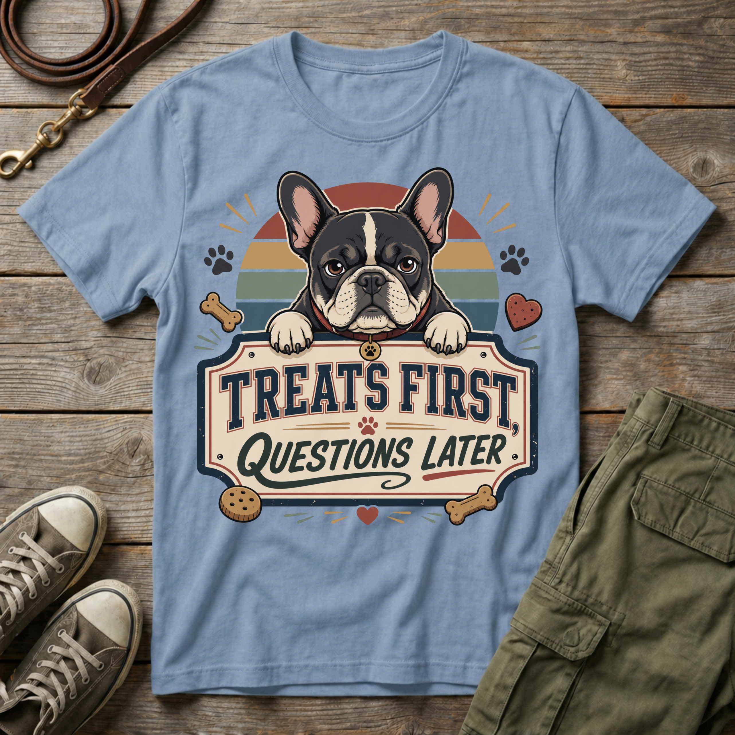 Frenchie: Treats First T-Shirt