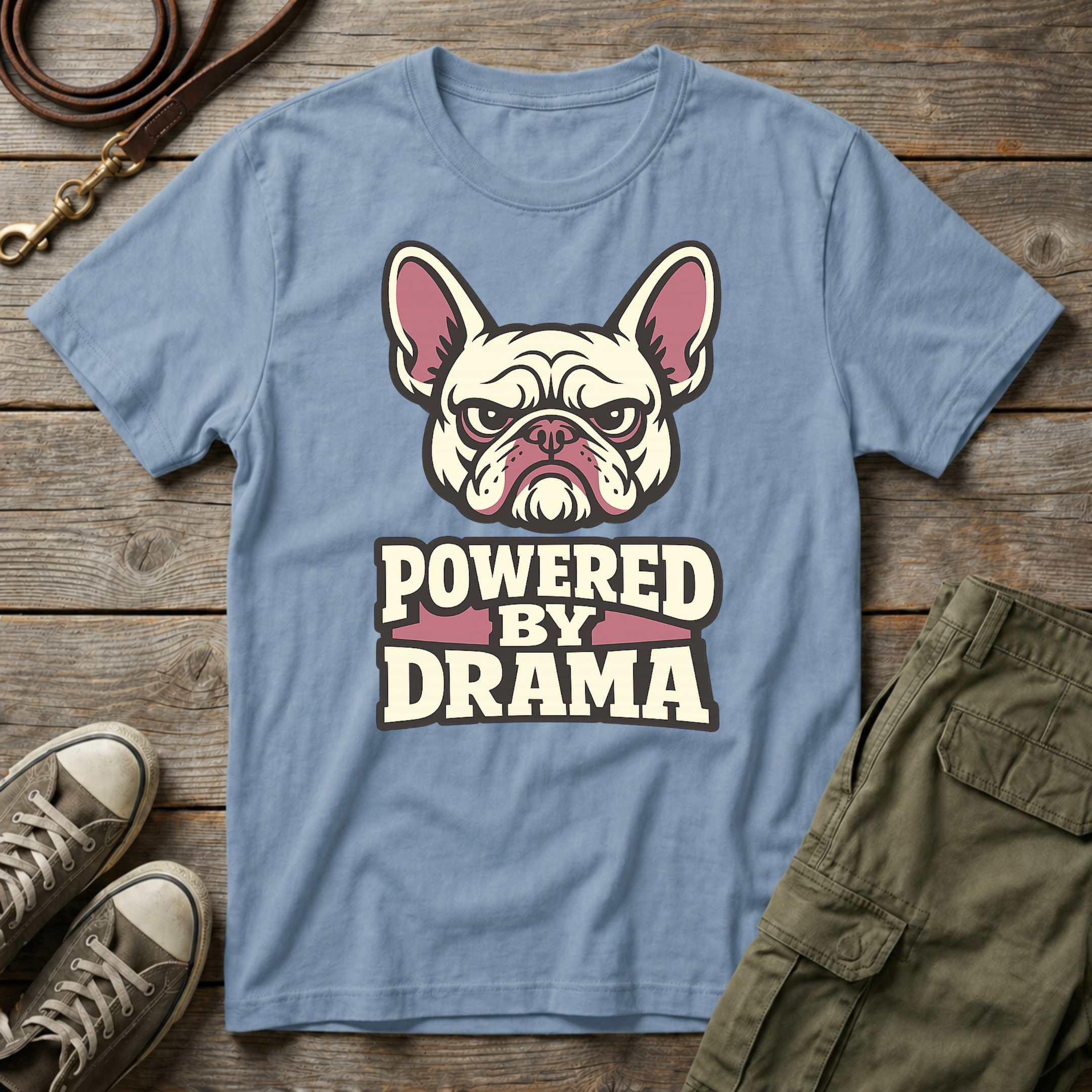 Frenchie Powered By Drama T-Shirt