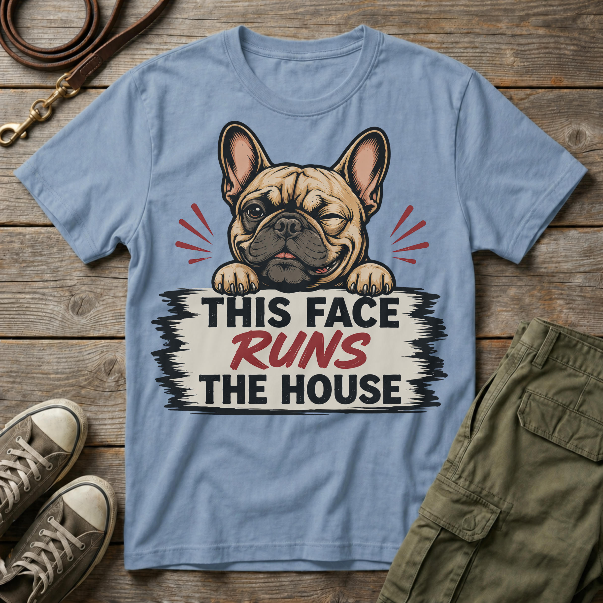 Frenchie Face Runs The House T-Shirt