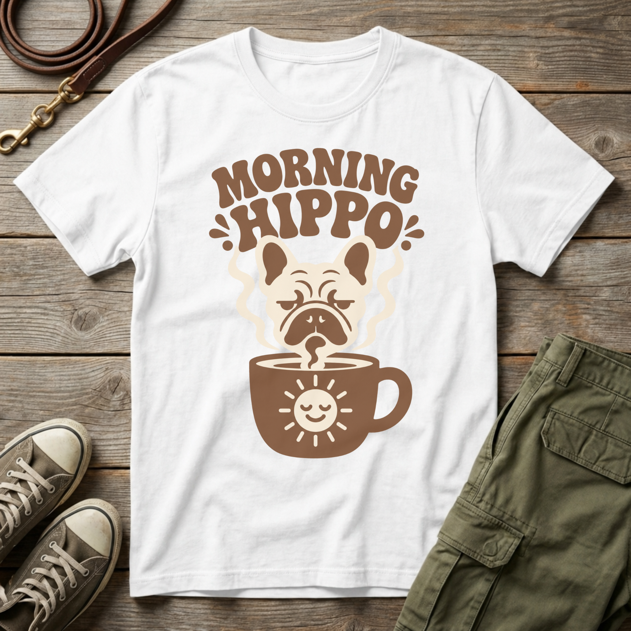Frenchie Morning Hippo T-Shirt