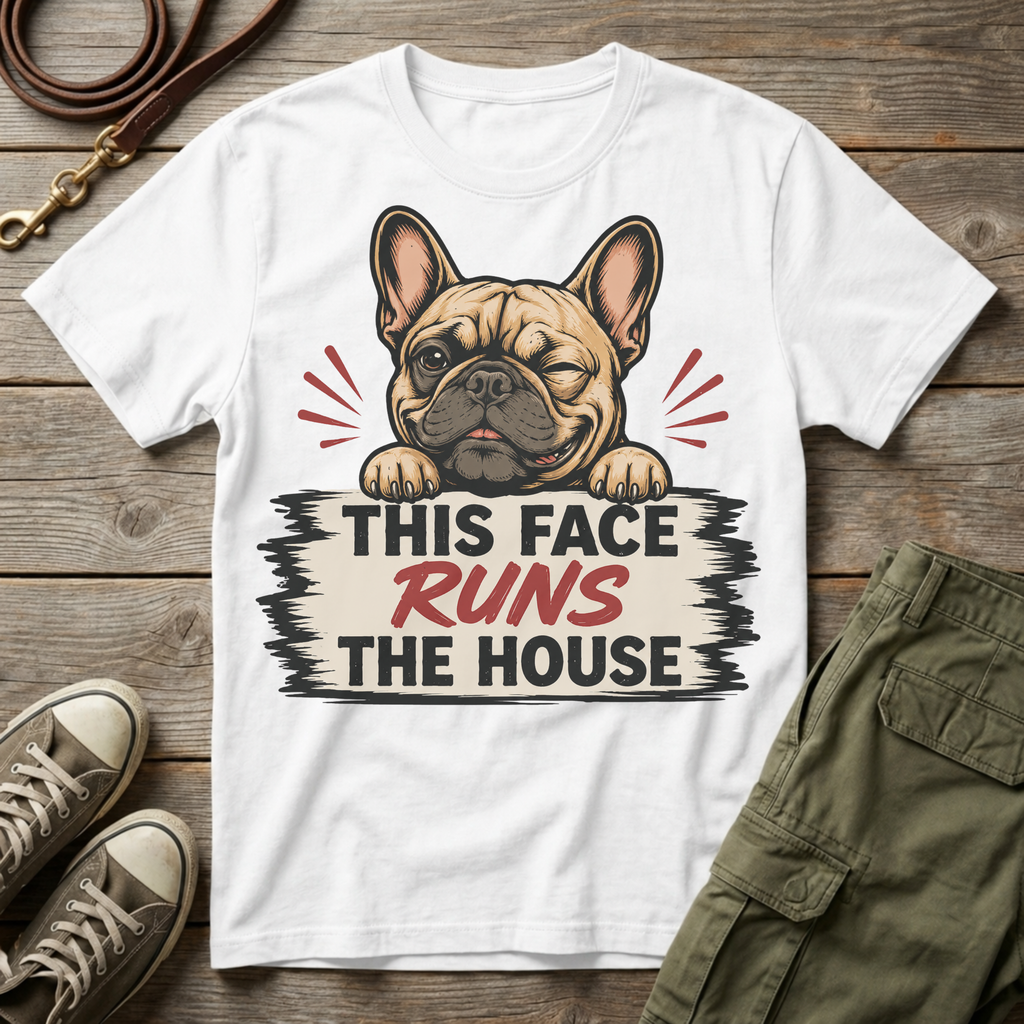 Frenchie Face Runs The House T-Shirt