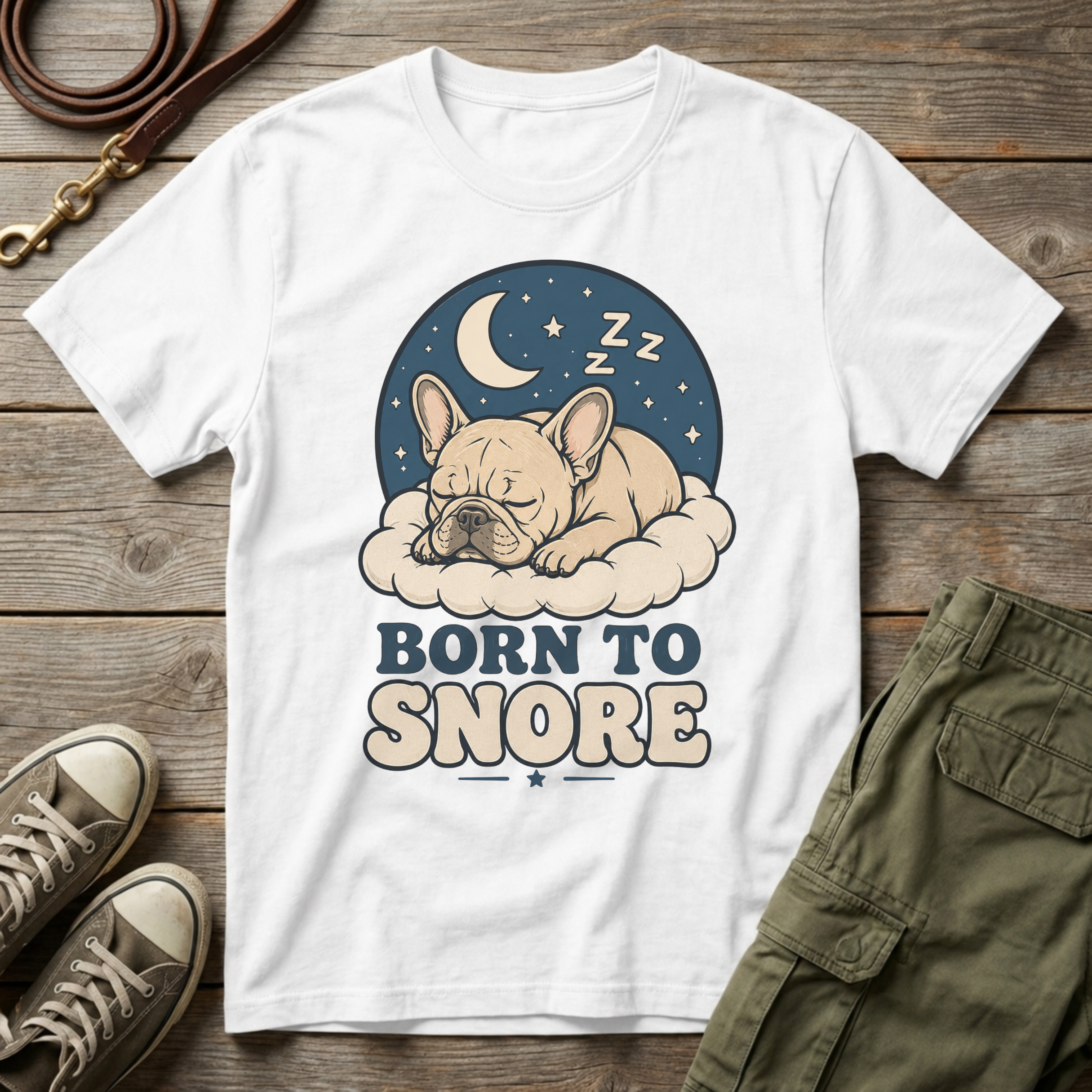 Frenchie Born To Snore Moonlight T-Shirt