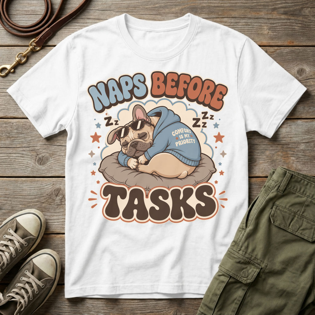 Frenchie Naps Before Tasks T-Shirt