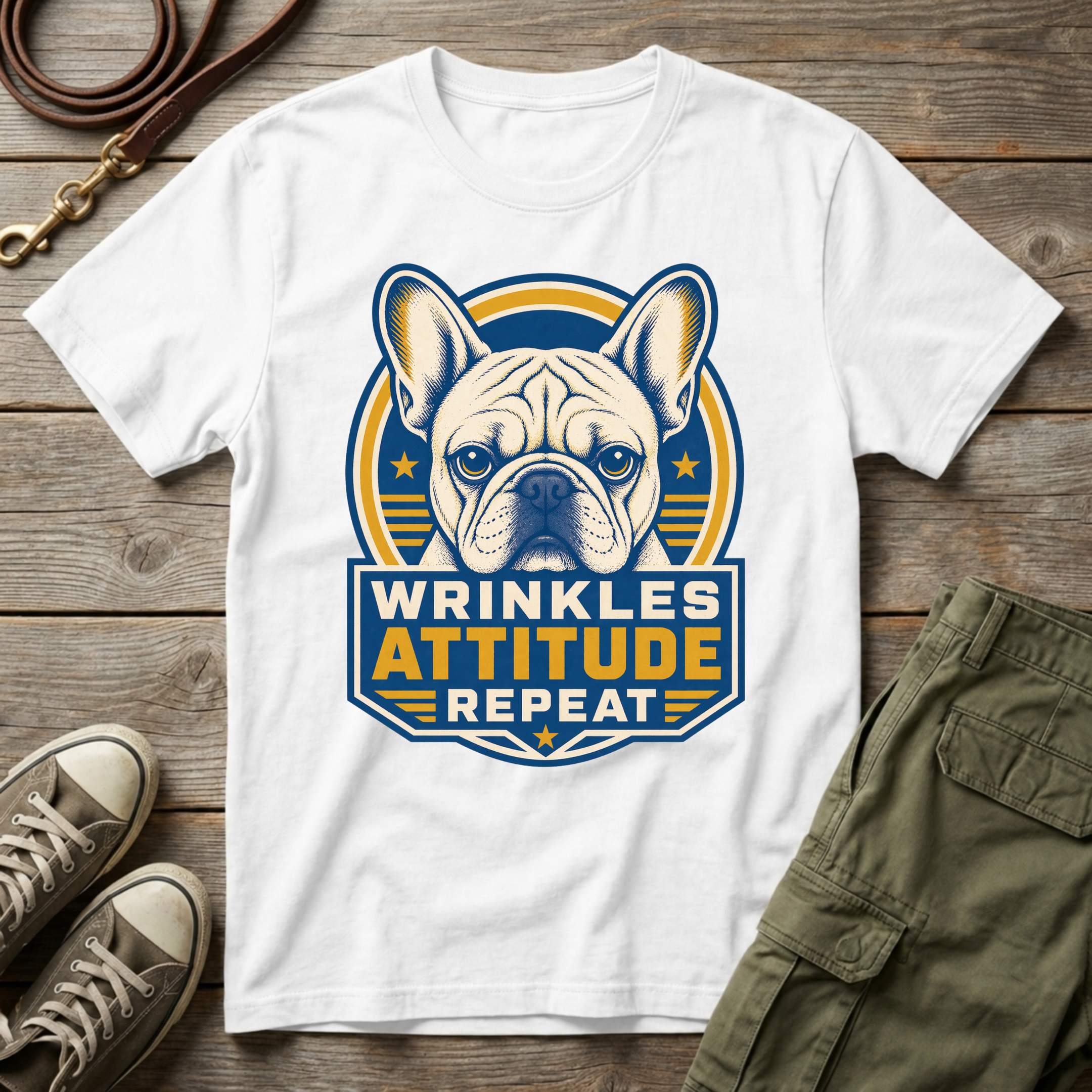Frenchie Wrinkles Attitude T-Shirt