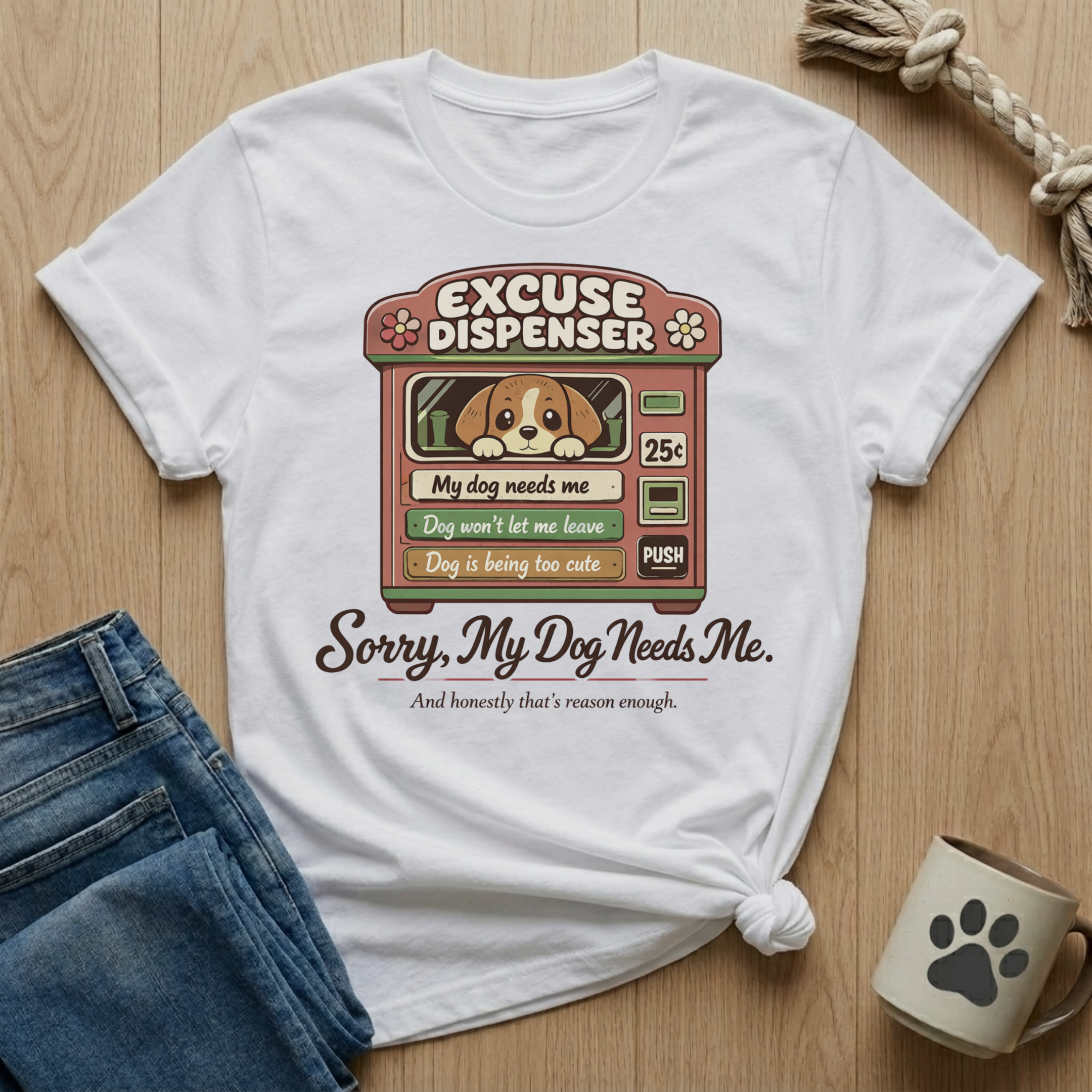 Excuse Dispenser - Sorry My Dog Needs Me T-Shirt