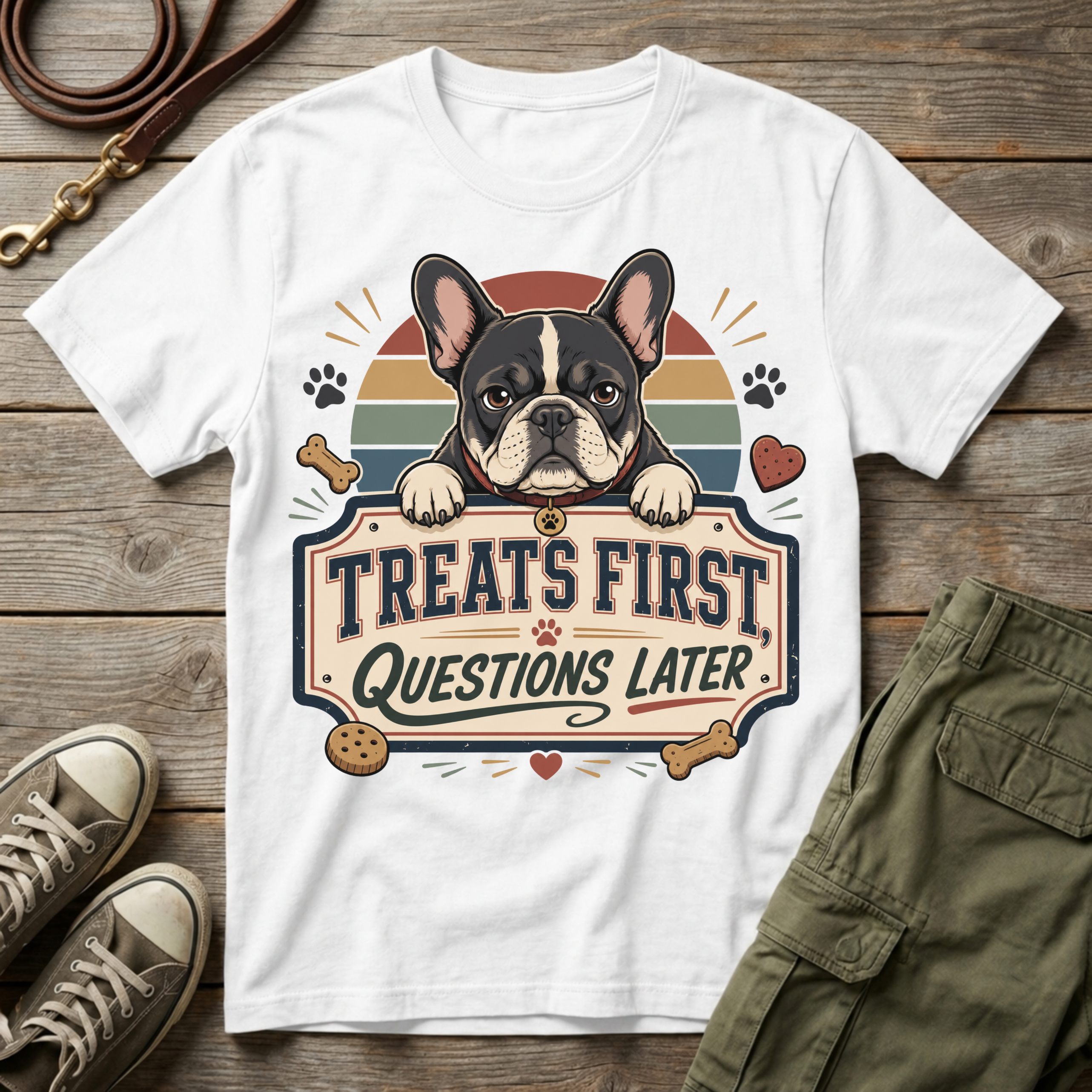 Frenchie: Treats First T-Shirt