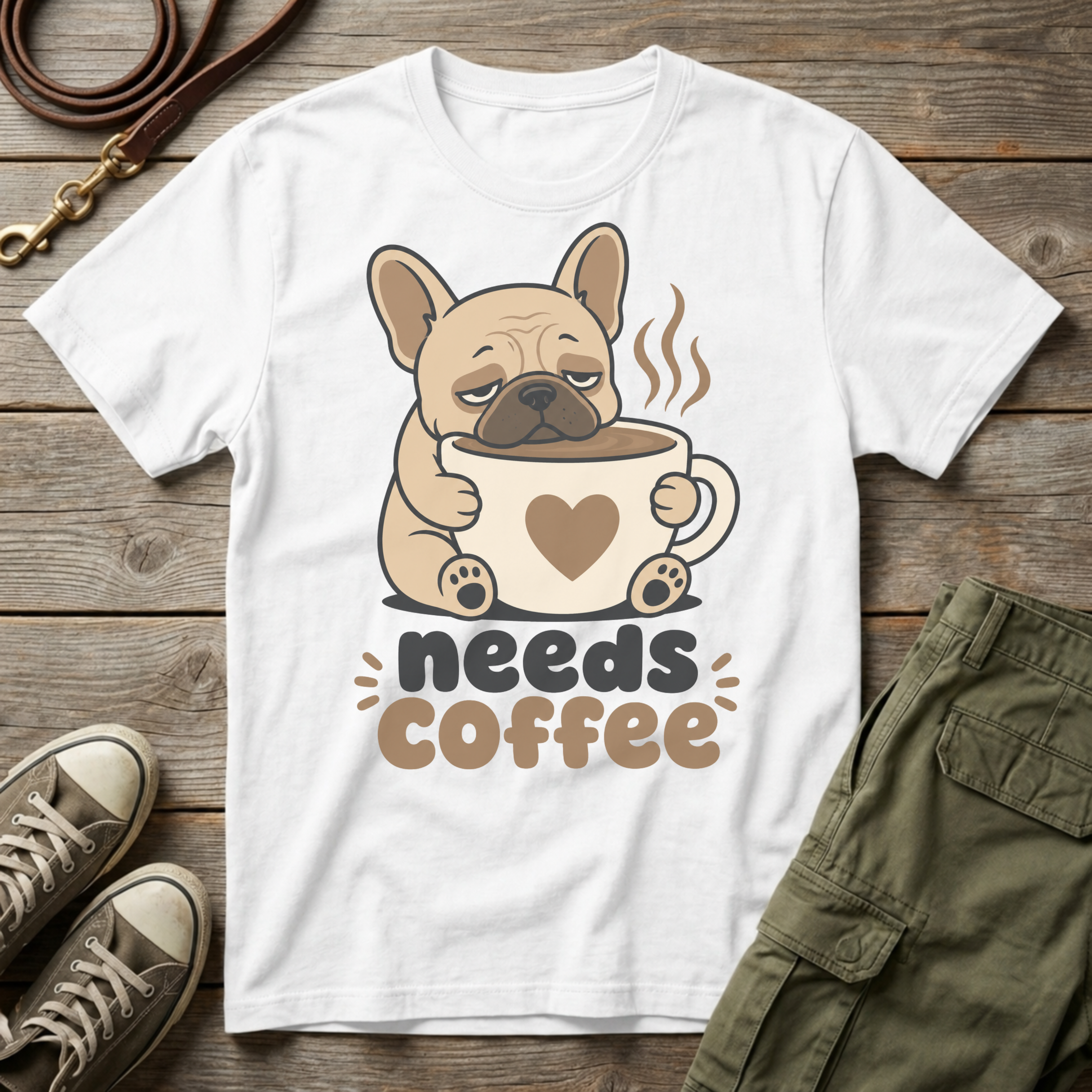 Frenchie Needs Coffee T-Shirt
