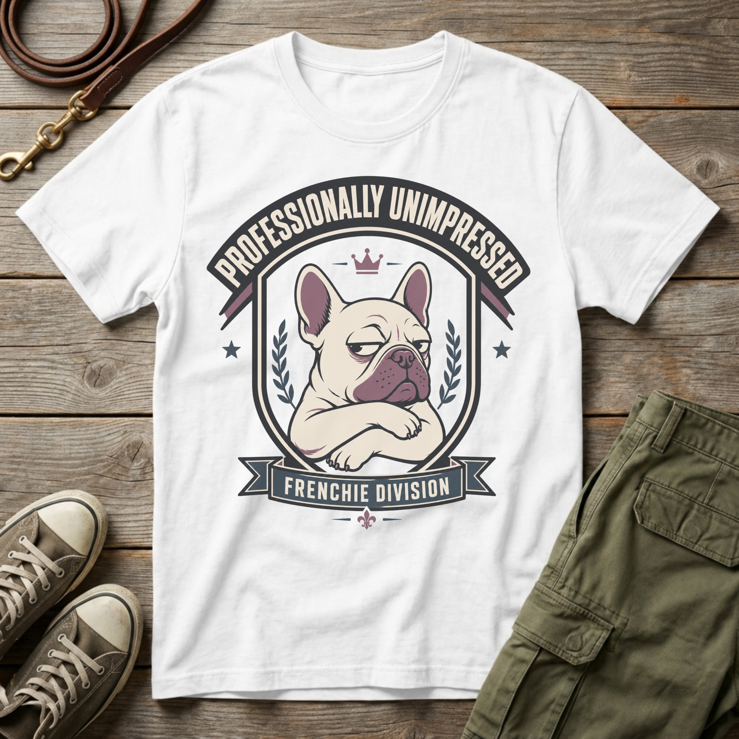 Professionally Unimpressed Frenchie Division T-Shirt