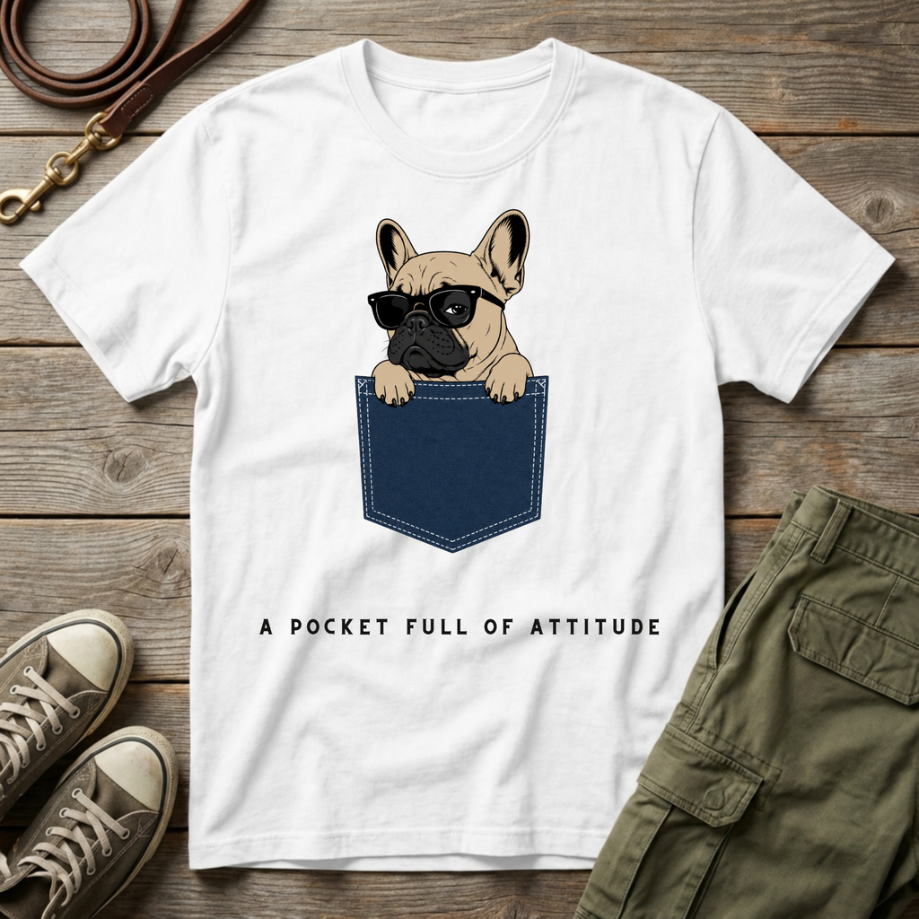 Frenchie Pocket Attitude T-Shirt