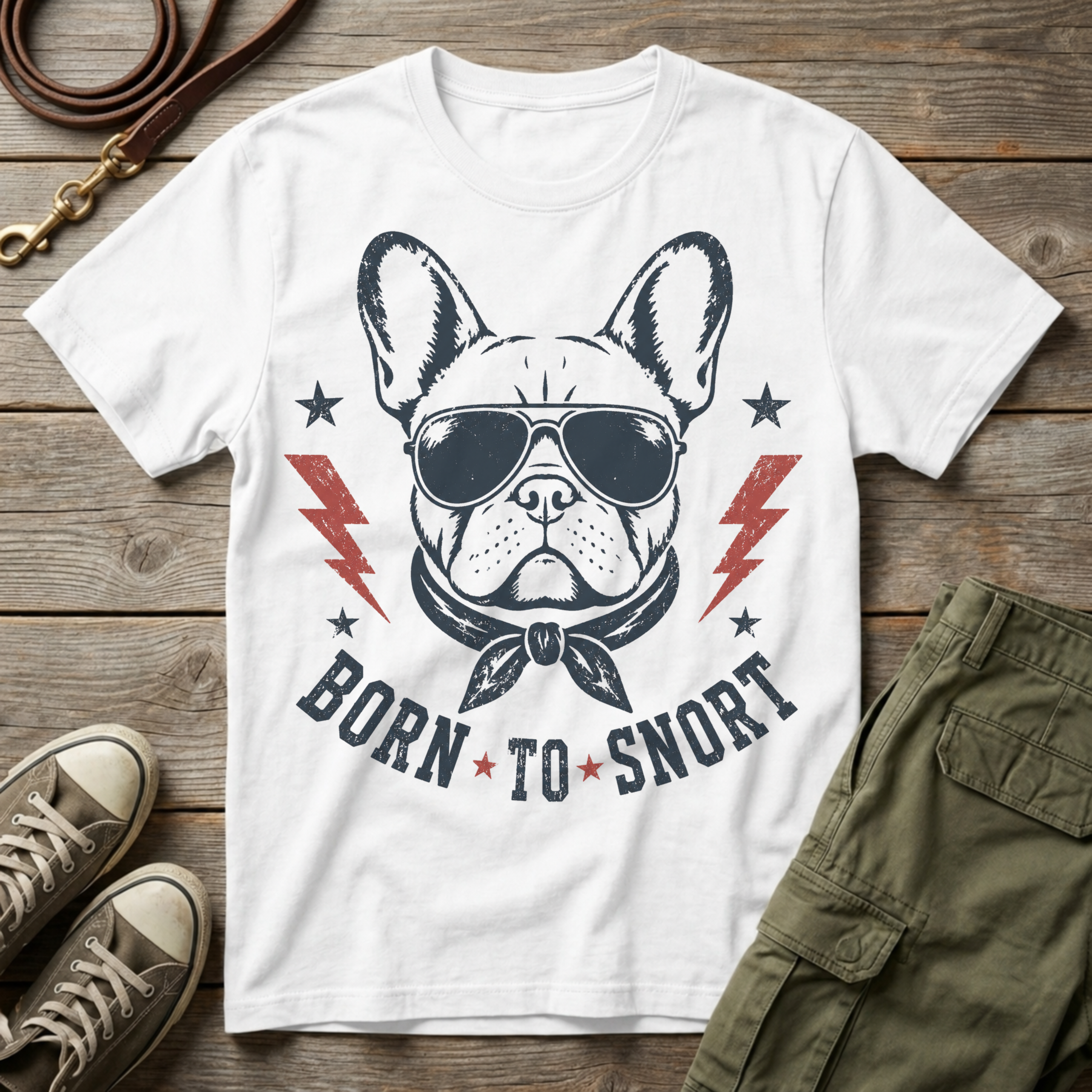 Frenchie Born To Snort T-Shirt
